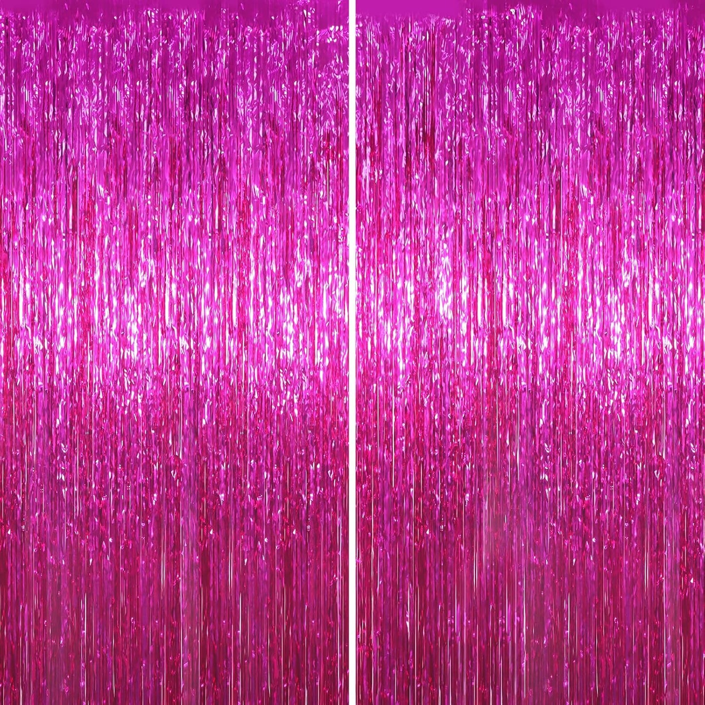 2 Pack Pink Foil Fringe Backdrop Curtains, Tinsel Streamers Birthday Party Decorations, Fringe Backdrop for Graduation, Baby Shower, Gender Reveal, Disco Party