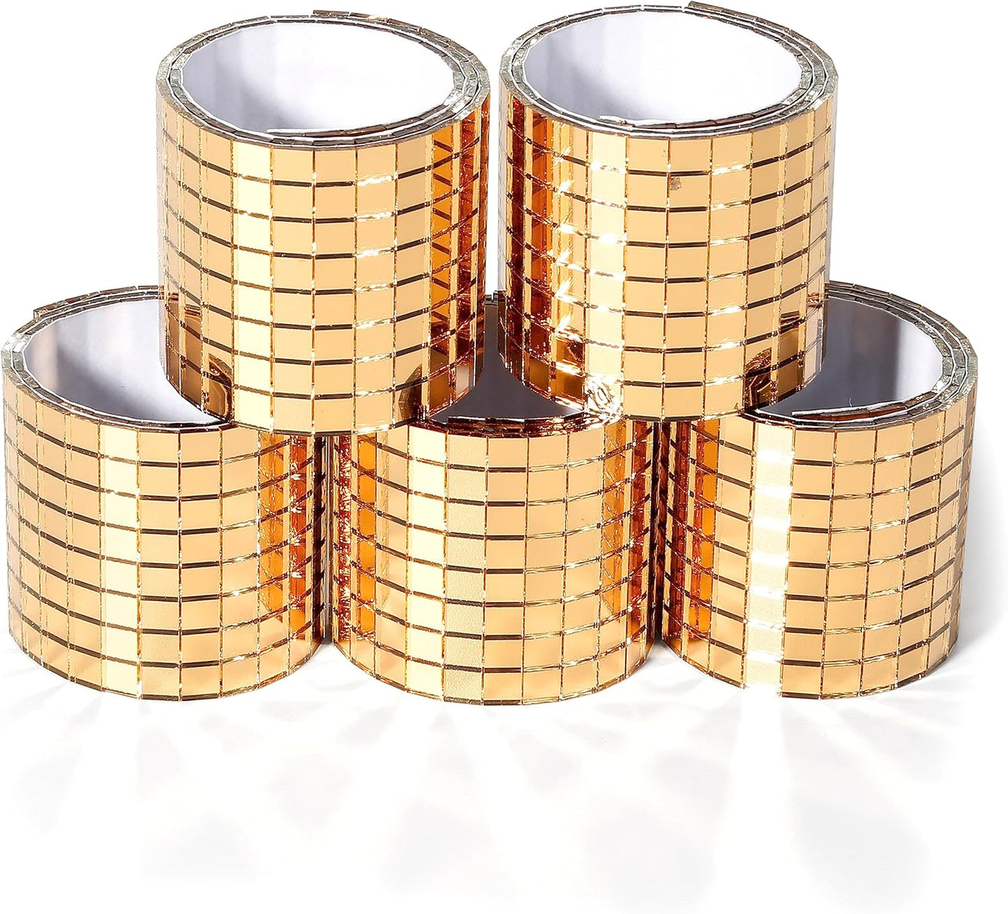 PP OPOUNT 2360 PCS Disco Ball Tiles, 5 x 5 mm Self-Adhesive Mirror Tiles, Peel and Stick Mosaic for DIY Disco Ball, Photo Frame, Art Collage, Indoor Decor (Luxury Gold)