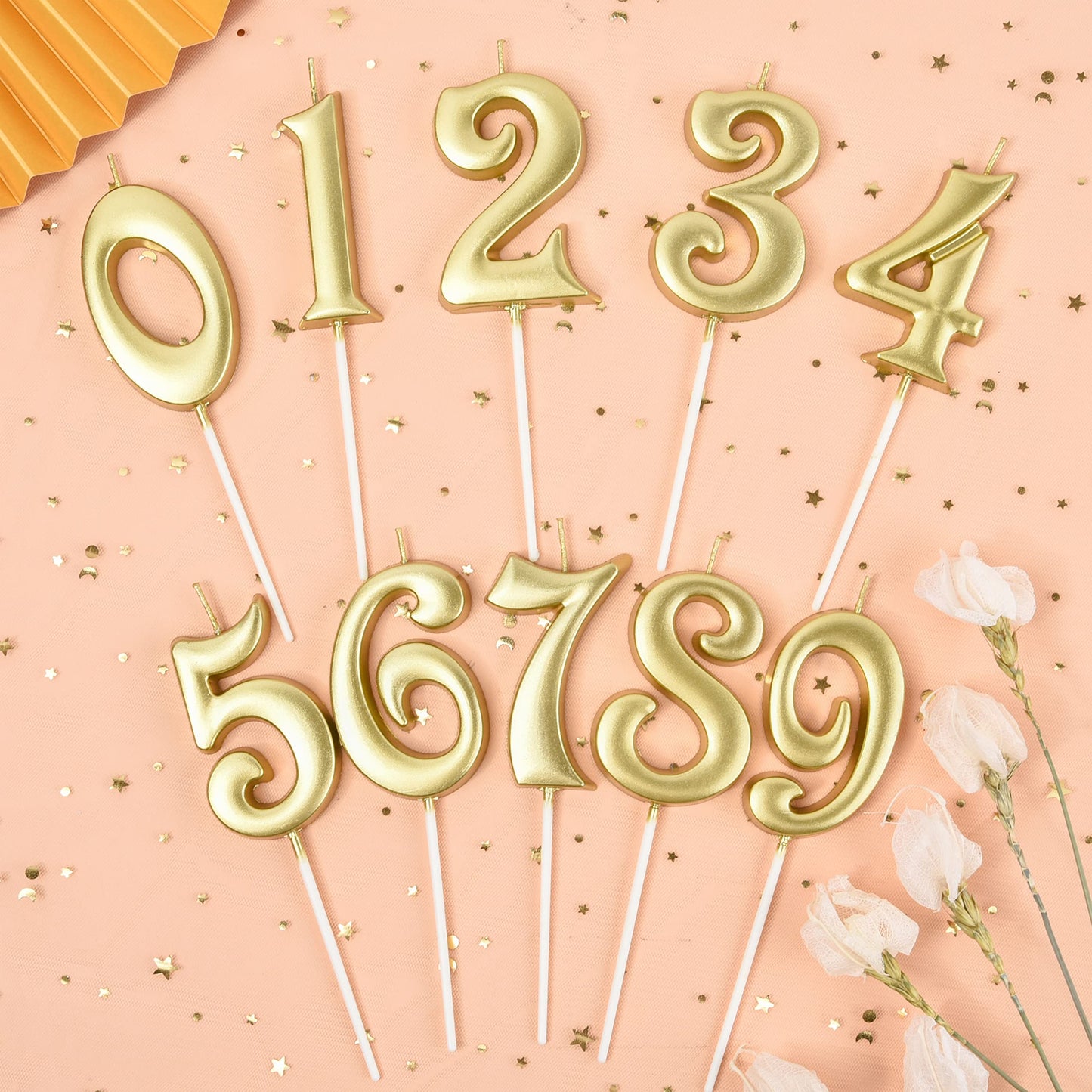 PHD CAKE 2.76 Inch Elegant Gold 1 Number Birthday Candles, Gold Number Candles, Cake Number