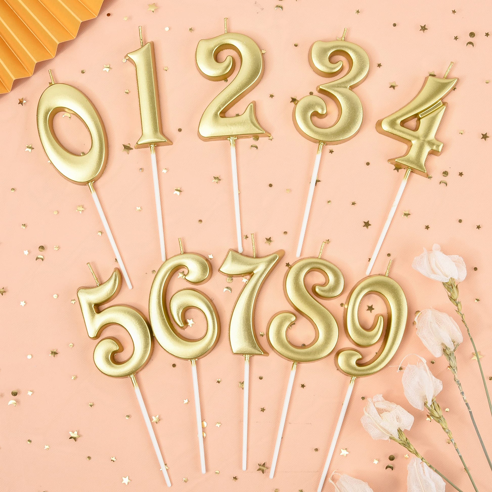 PHD CAKE 2.76 Inch Elegant Gold 1 Number Birthday Candles, Gold Number Candles, Cake Number
