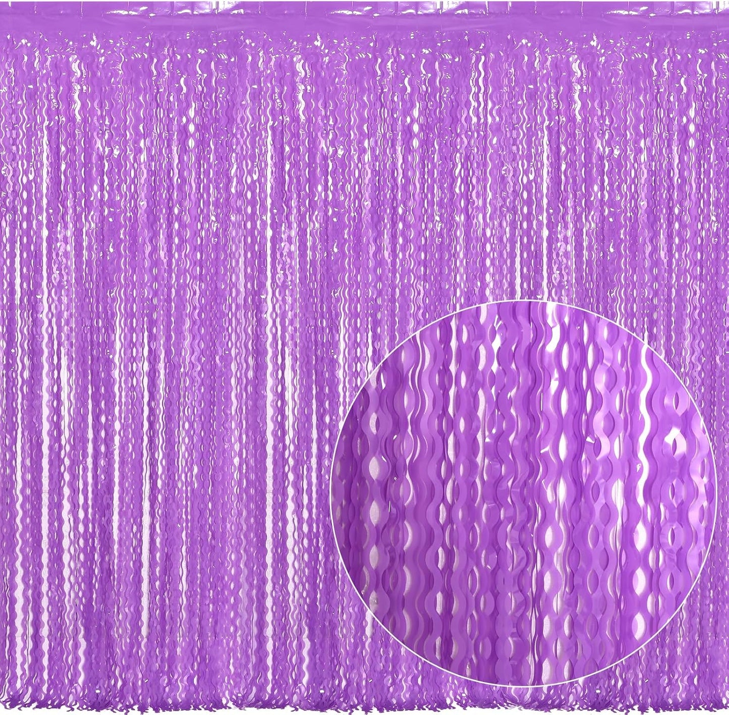 4 Pack Wavy Purple Metallic Tinsel Foil Fringe Curtains - 3.3x6.6 Feet Party Streamer Halloween Decor Foil Curtain Backdrop Holiday Celebration Party Decorations