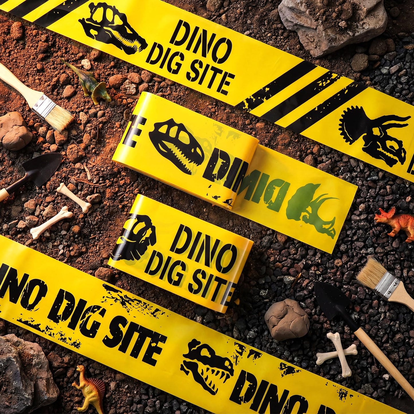 Nuanchu 2 Rolls 3'' x 98 Feet Dino Dig Site Caution Tape Party Decorations