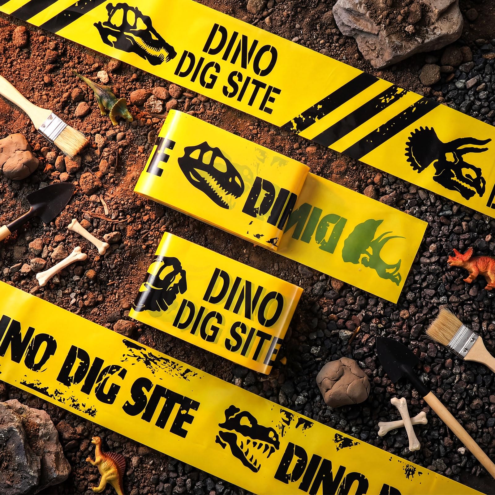 Nuanchu 2 Rolls 3'' x 98 Feet Dino Dig Site Caution Tape Party Decorations