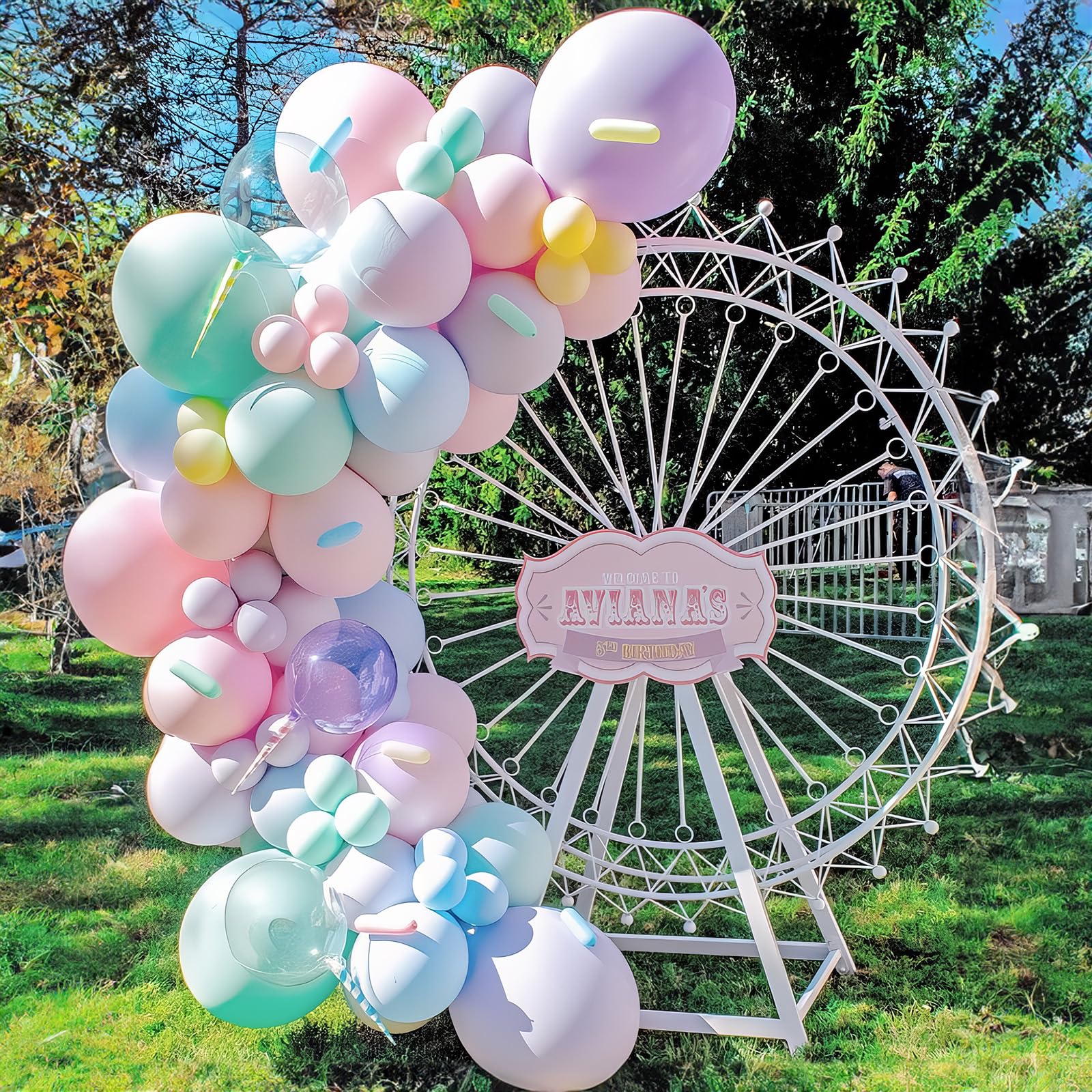 HILAVO Pastel Balloons 12 In Macaron Pink Blue Green Purple Yellow Balloon