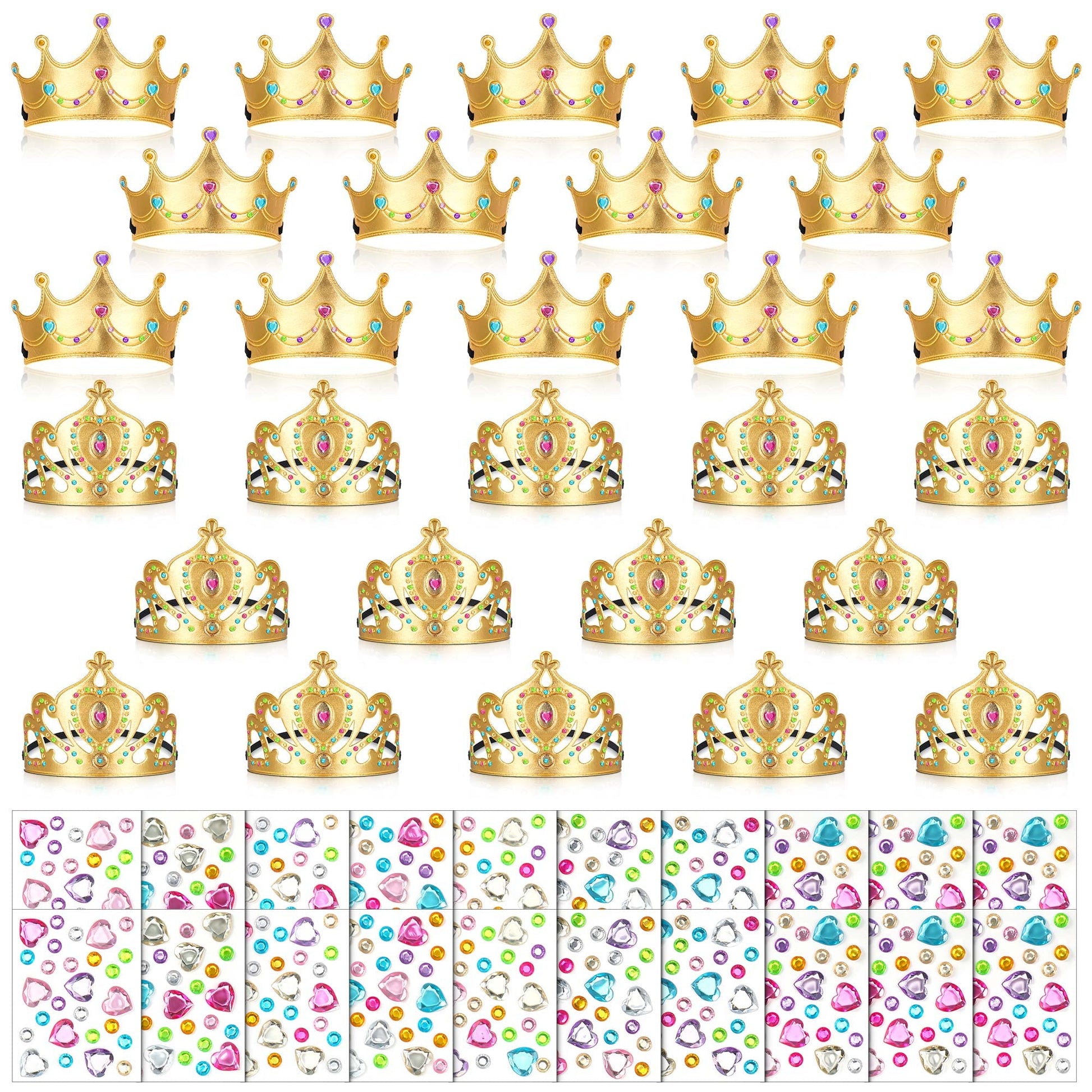 Yaomiao 66 Pieces Foam Princess Tiaras DIY Crowns Kids Party Favors Craft Crystal Diamond Sticker