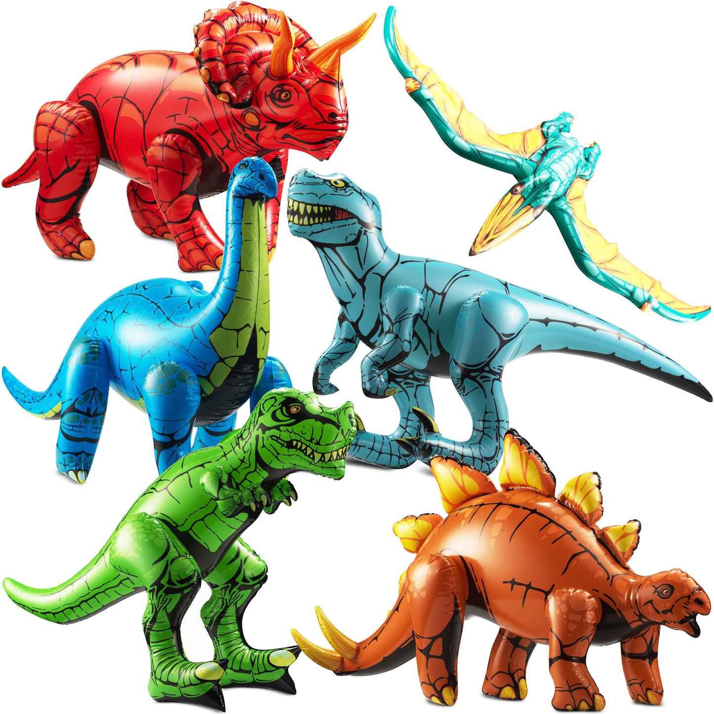 Inflatable Birthday Dinosaur Party Decorations, 6-Pack Dino Toys for Kids