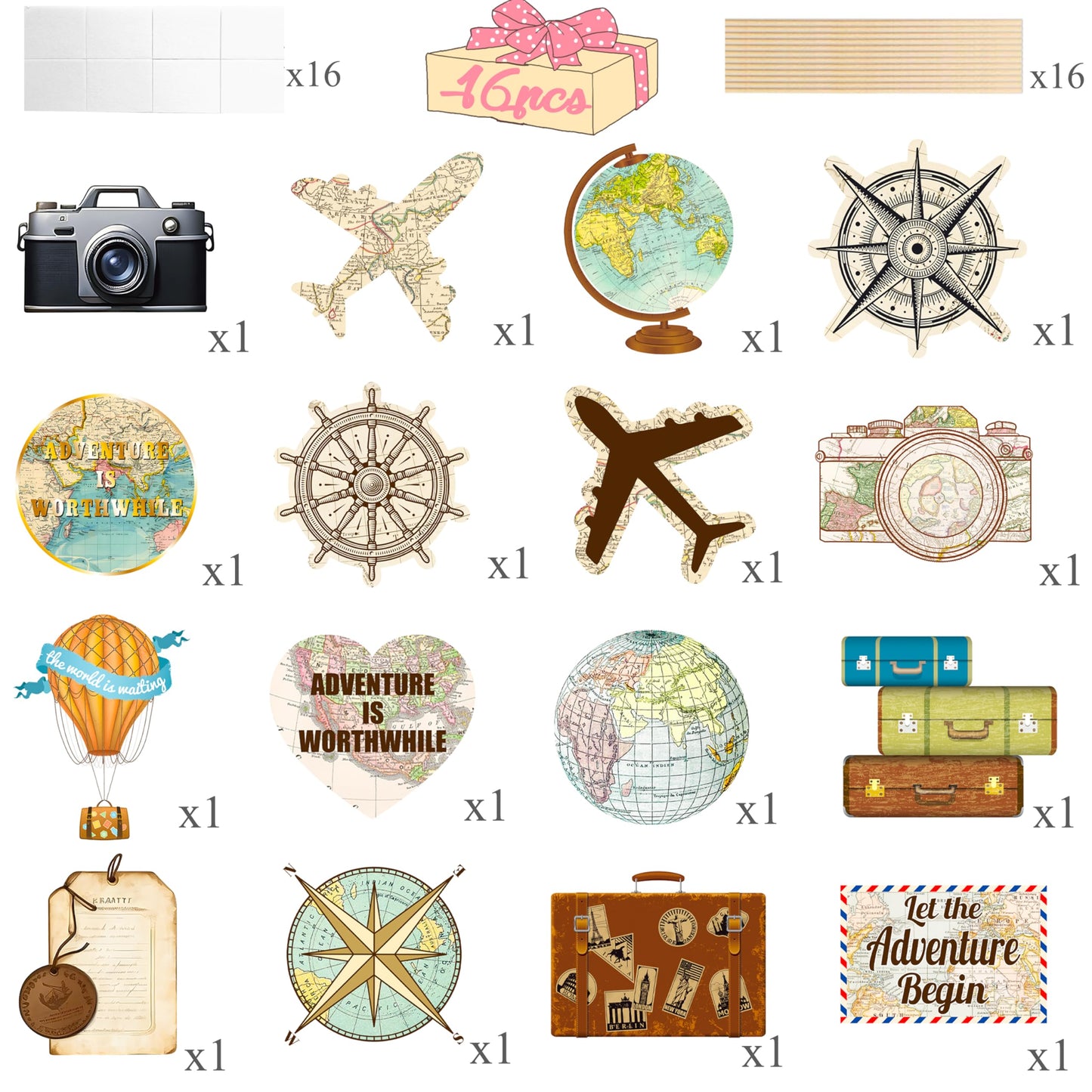 Travel Themed Party Decorations 16pcs Vintage Bon Voyage Party Centerpiece Sticks Going Away