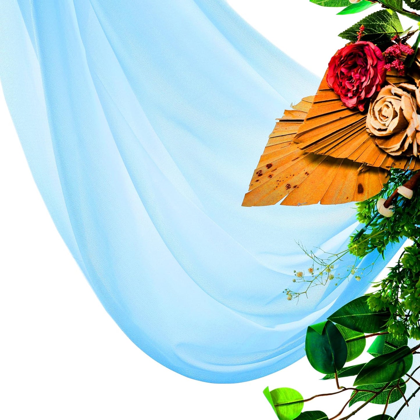 VDS Pack of 2 Panel (30 Inch X 100 Feet) Wedding Arch Draping Fabric Sheer Chiffon Fabric Drapery for Wedding Ceremony Reception Swag Backdrop Canopy Chuppah ARBO Altars Decoration (Turquoise)