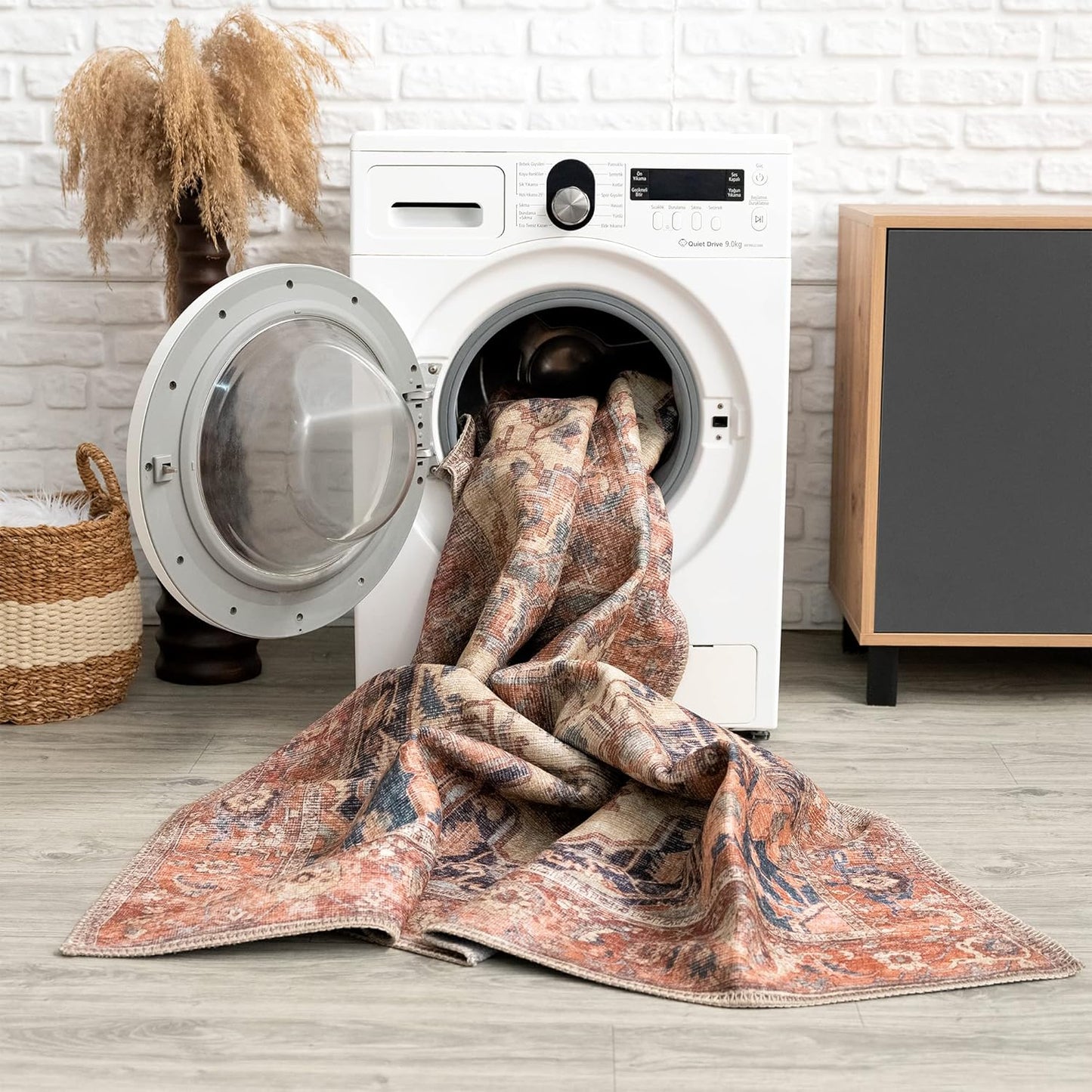 Bloom Rugs Washable 7 ft Runner - Beige/Terracotta Traditional Runner for Entryway, Hallway, Bathroom, and Kitchen - Exact Size: 2.5' x 7'