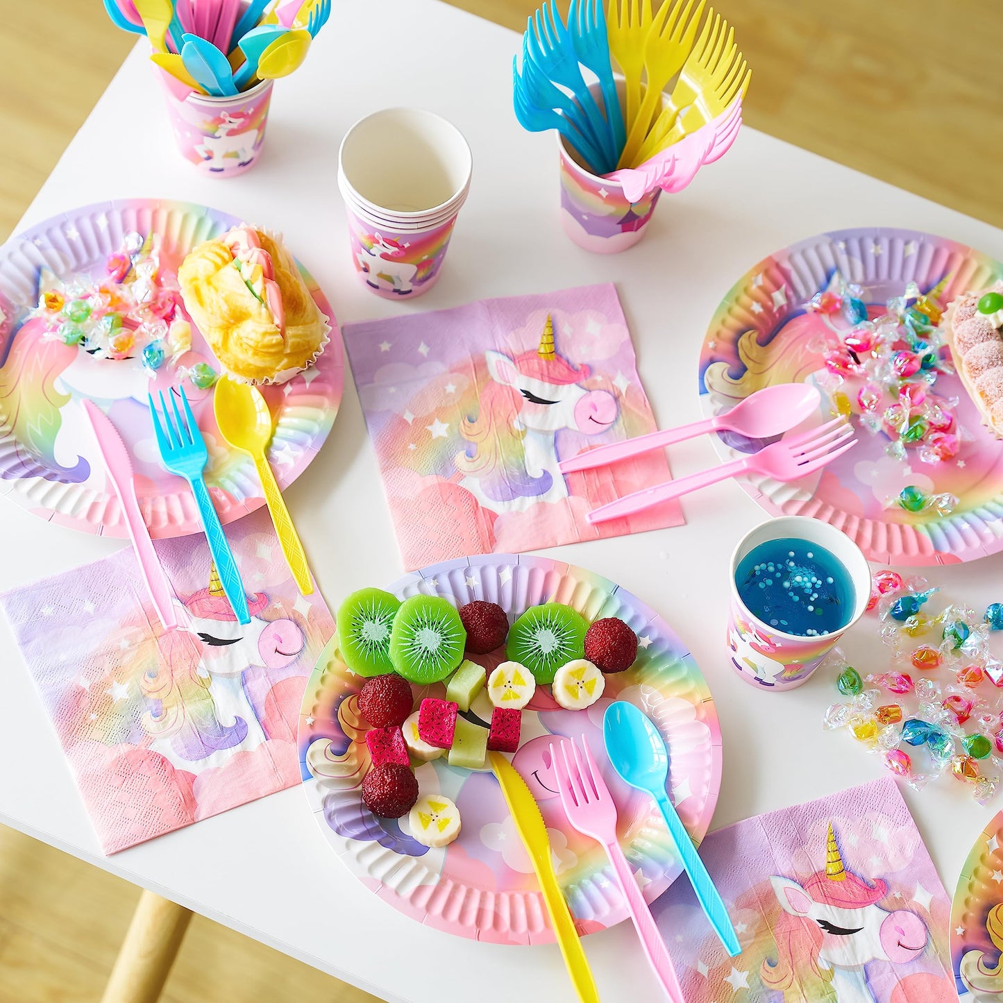 JOYIN 145 Pcs Unicorn Birthday Party Supplies with Unicorn Banner for Girls, 24 Serves Unicorn