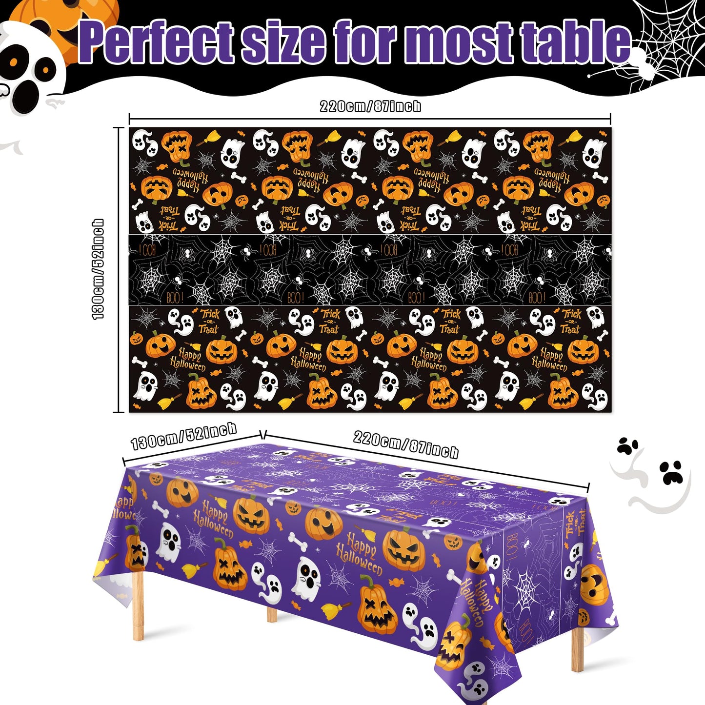 OHOME Halloween Decorations - Disposable Plastic Halloween Tablecloth | Halloween Party Decorations