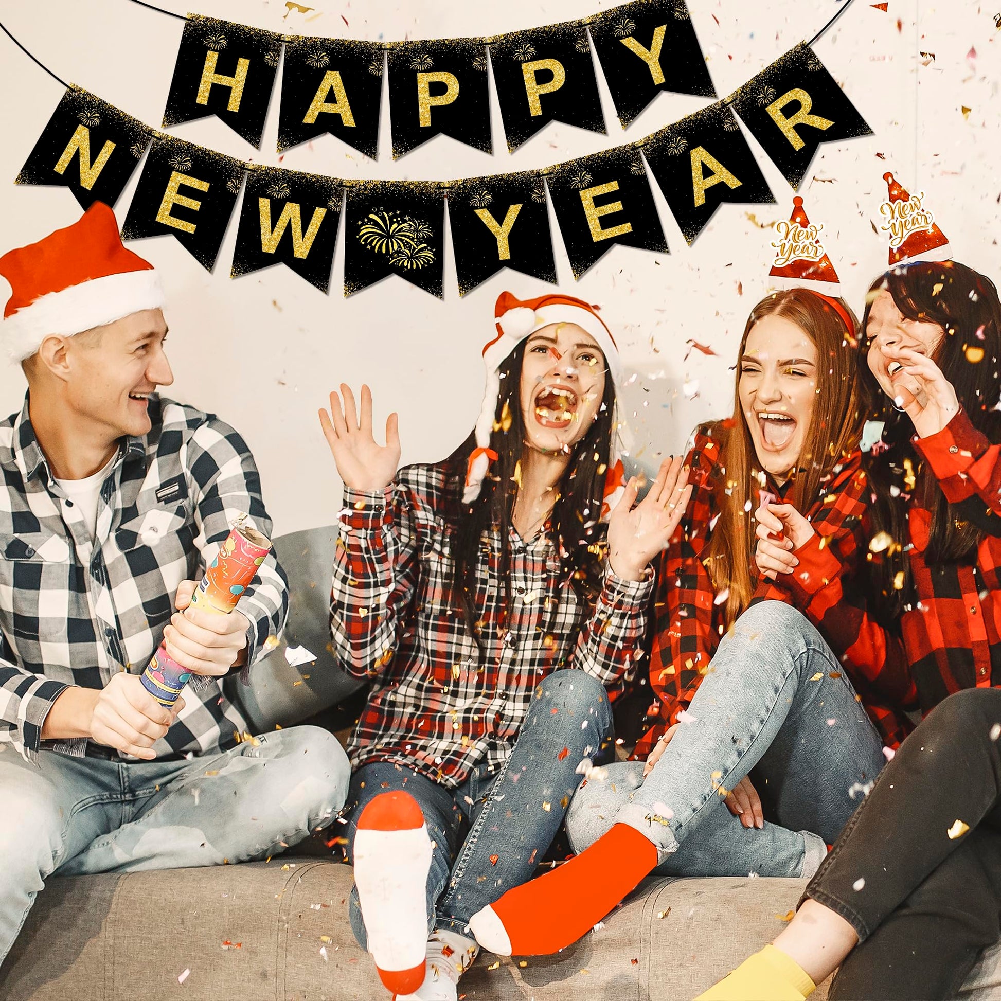 OHOME New Years Decorations 2027 - Happy New Year Banner - New Years Eve Party Supplies - Happy New