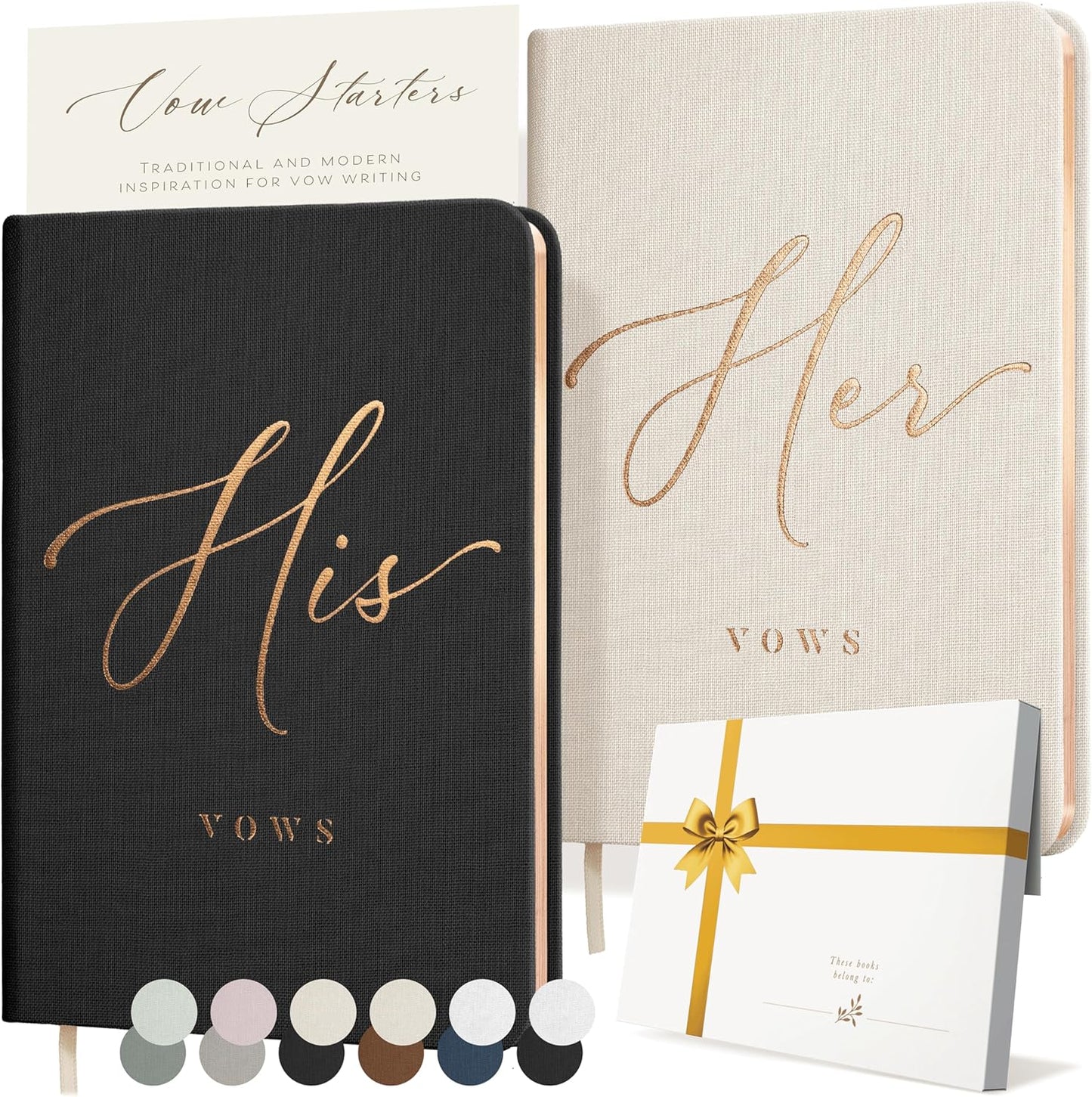 ARTESORI Vow Books His and Hers - Linen Wedding Vow Books Perfect as Bride & Groom Gifts, Wedding Registry Ideas - His & Hers Gifts Wedding Vow Book - Wedding Essentials & Accessories [Ivory & Black]
