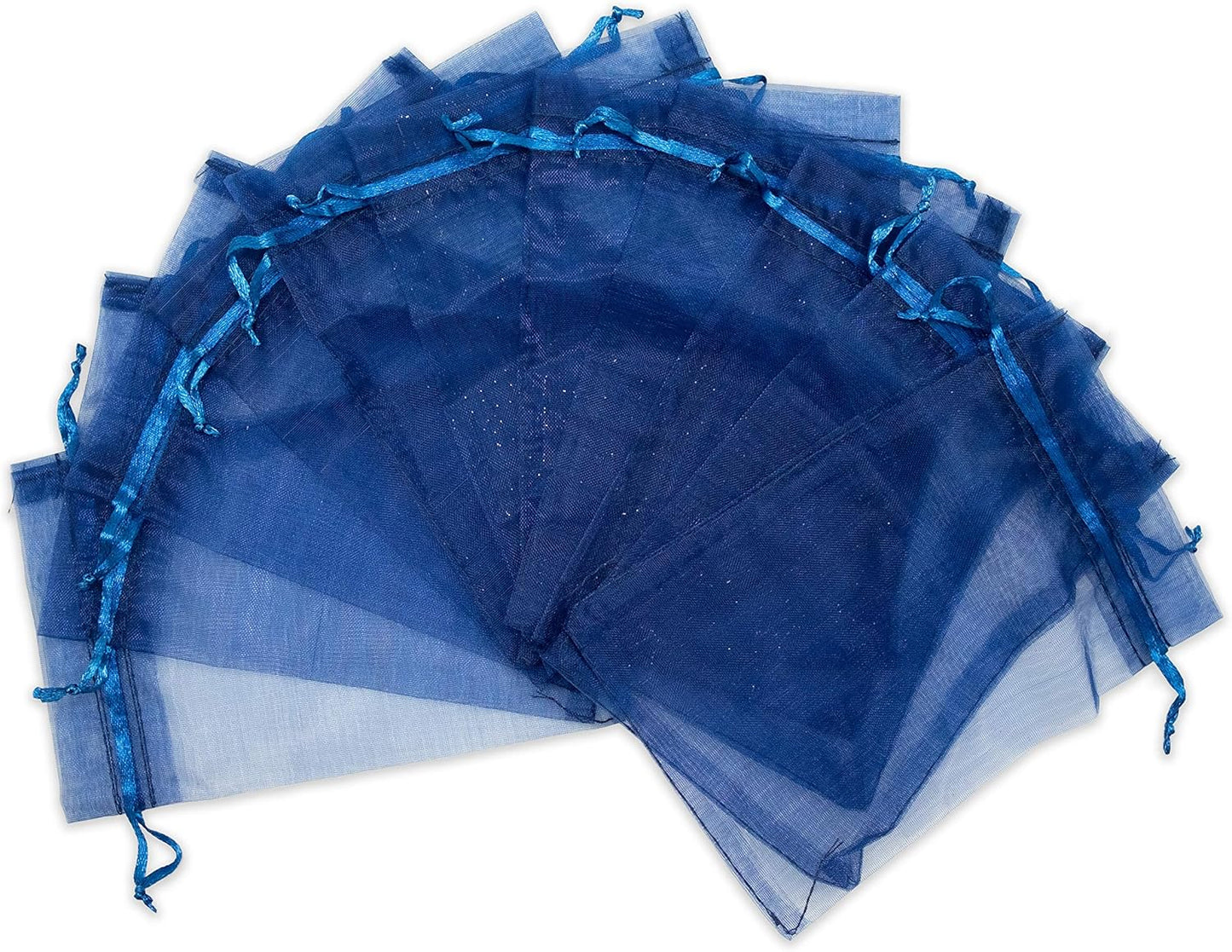TheDisplayGuys 100-Pack 4x6 Navy Blue Sheer Organza Gift Bags with Drawstring, Jewelry Candy Treat Wedding Party Favors Mesh Pouch