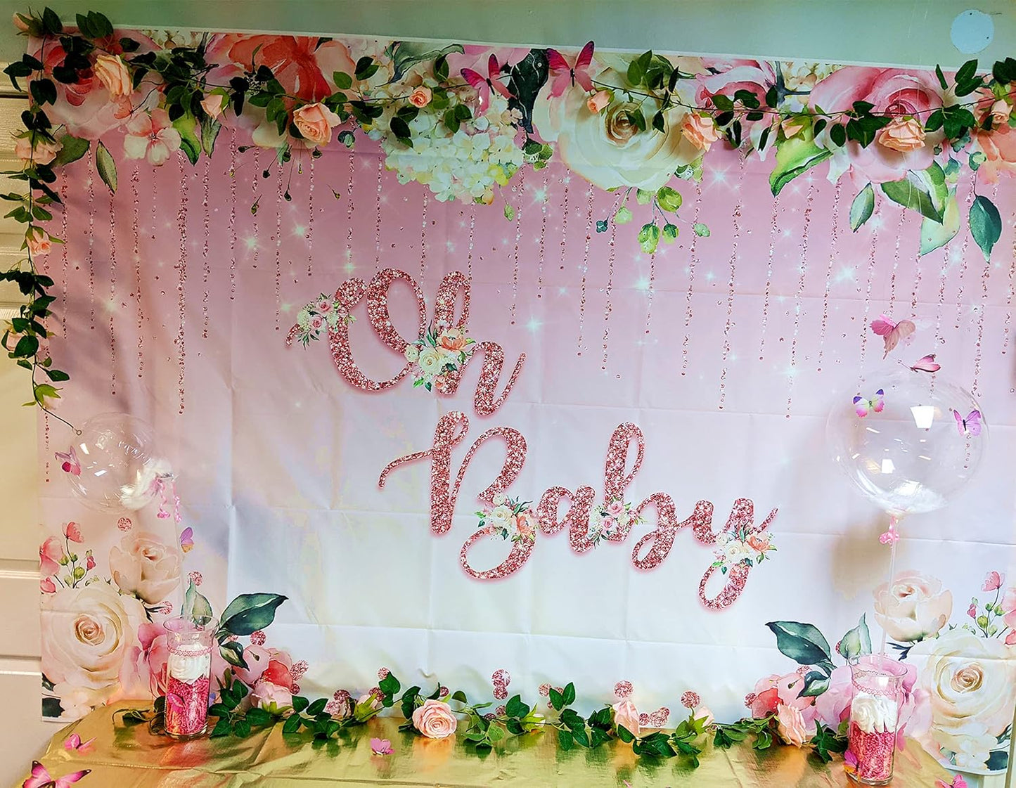 UKELER 2 Pack Artificial Flowers Garland Total 14FT Pink Rose Vines Hanging Flower Plants for Home Garden Party Outdoor Ceremony Wedding Arch Floral Decor