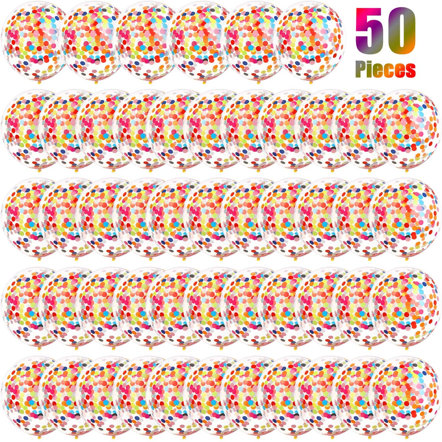 Gejoy 50 Pieces Rainbow Multicolor Confetti Balloons 12 Inches Latex Balloon with Bright Colorful