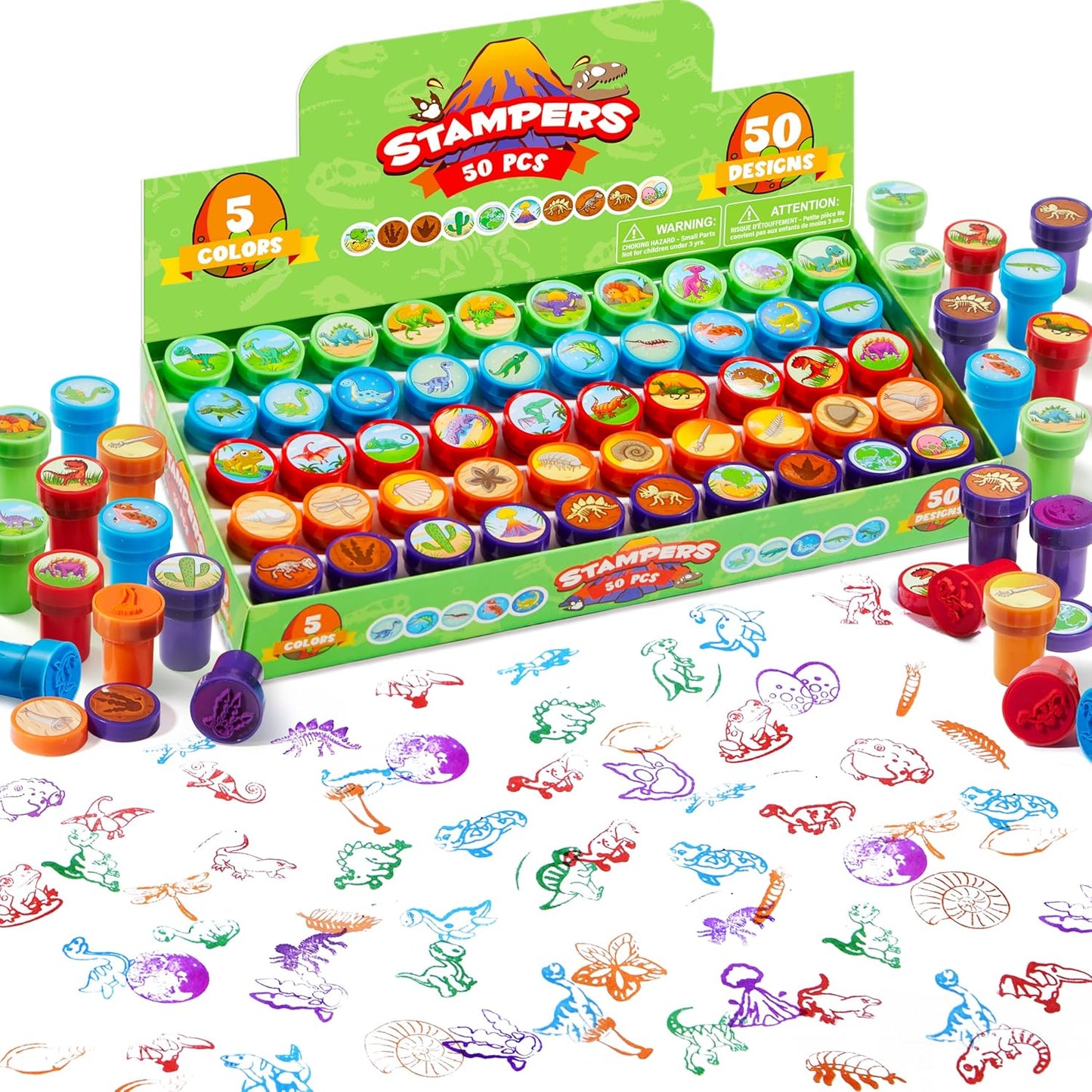 JOYIN 50PCS Dinosaur Stamps for Kids, 50 Different Designs, Fossils, Sea Creatures, Stamps for Dinosaur Party Favors, Easter Egg Stuffers, Halloween, Christmas, Birthday Gifts