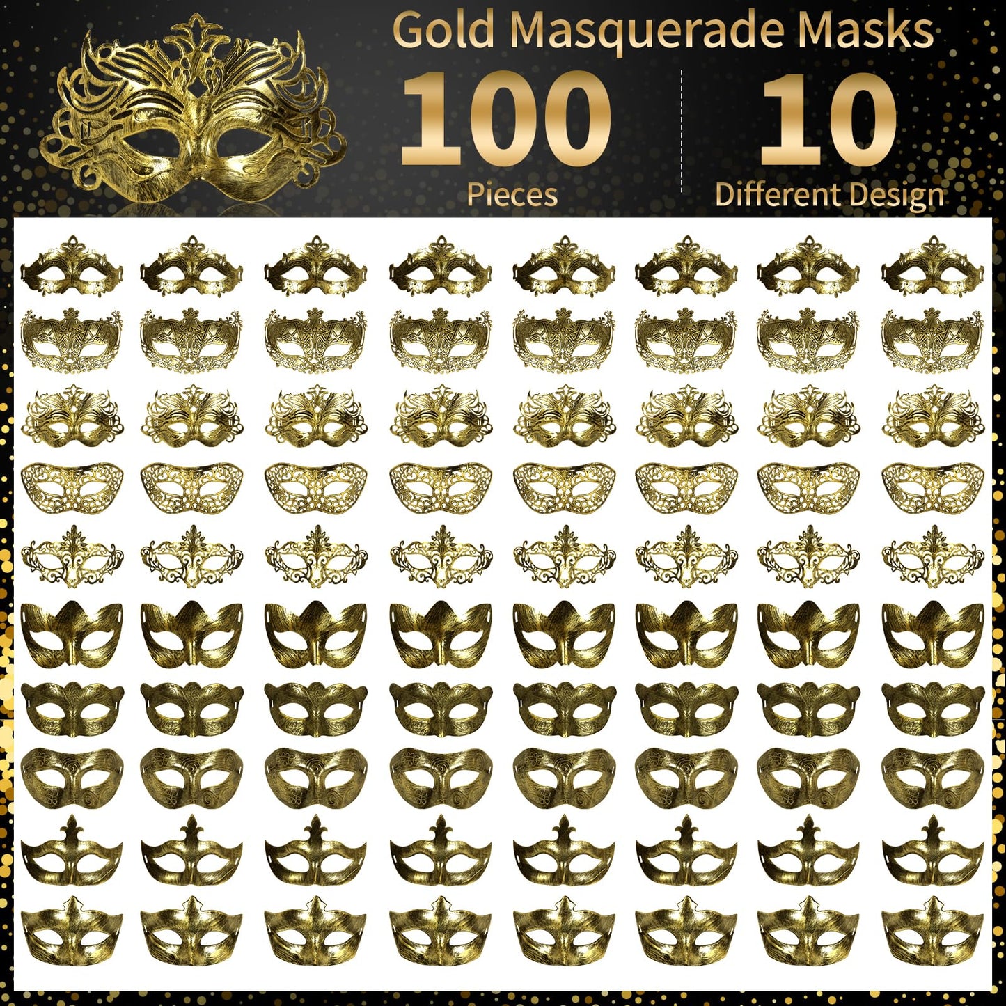 yeload Masquerade Masks 100 Bulk Vintage Masks of Masquerade Party, Venetian, Mardi Gras