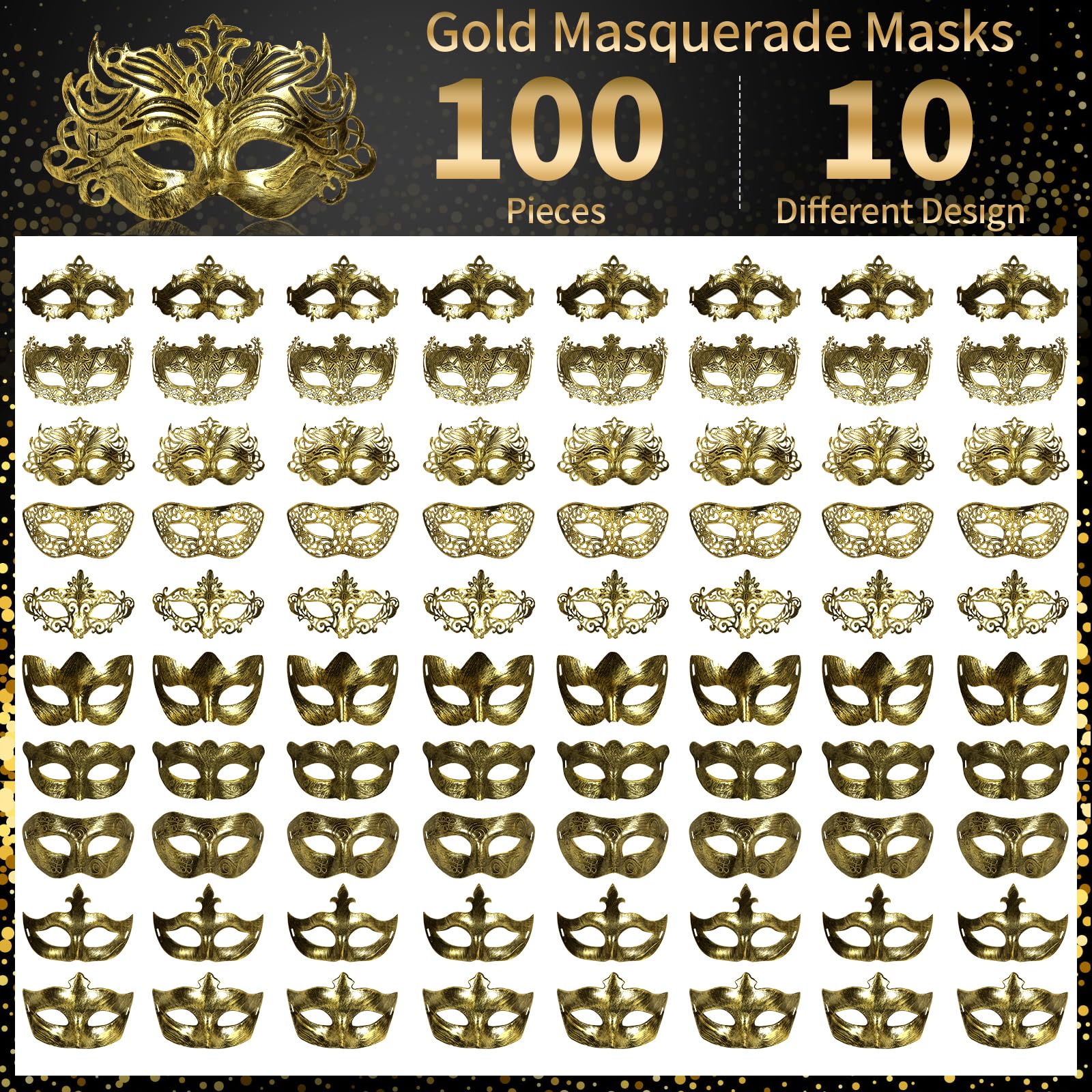 yeload Masquerade Masks 100 Bulk Vintage Masks of Masquerade Party, Venetian, Mardi Gras
