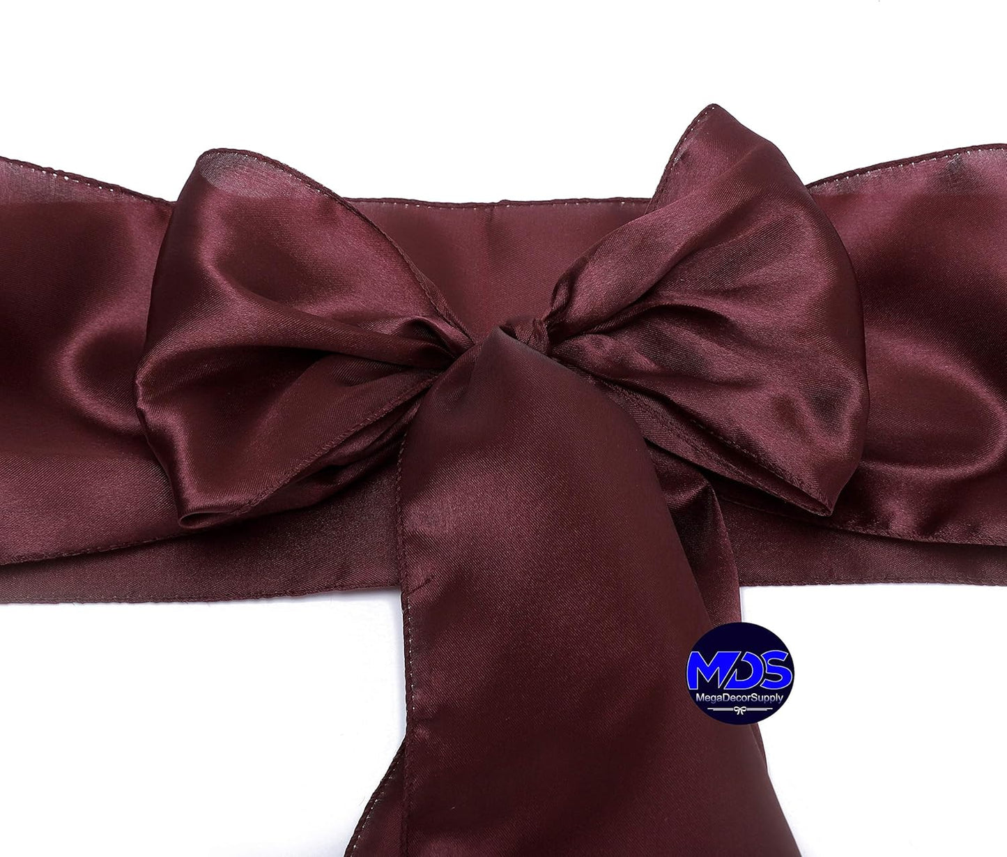 MDS Pack of 25 PCS Satin Chair Sashes Charmeuse Sateen Dining Chair Bows Ribbon Ties Back Sash for Wedding Party Birthday Home Hotel Restaurant Banquet Decoration (7 x 108 Inch, Burgundy)