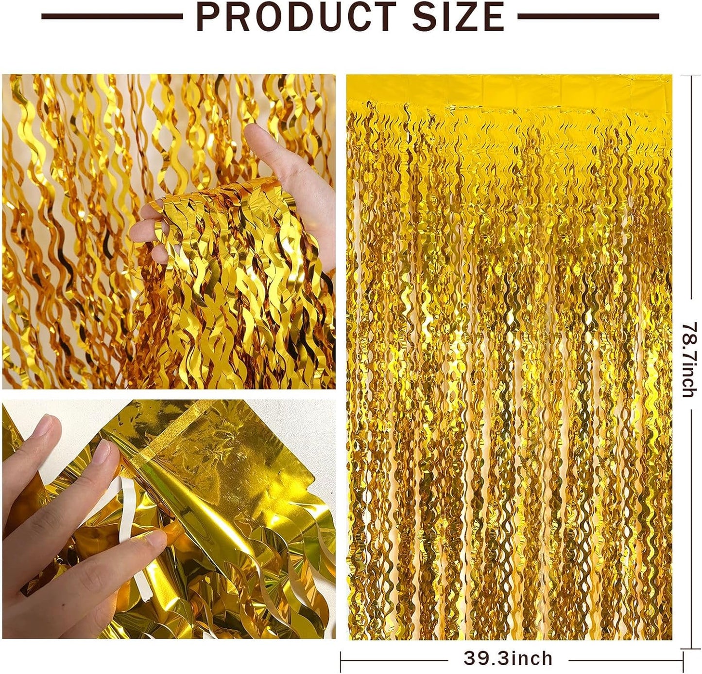 Gold Backdrop Birthday Decorations Foil Curtain Backdrop Gold Streamers Dance Party Decorations Photo Booth Props for Bachelorette Decorations Christmas Halloween New Years Eve Party Supplies