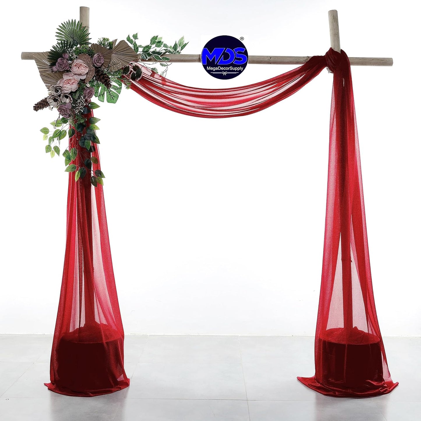 MDS Halloween Chiffon Draping Fabric - 2 Panel, 30" Wide x 30ft Long - Sheer Spooky Arbor & Canopy Drapery for Haunted House Backdrops, Party Ceilings, DIY Costumes & Themed Events - Apple Red