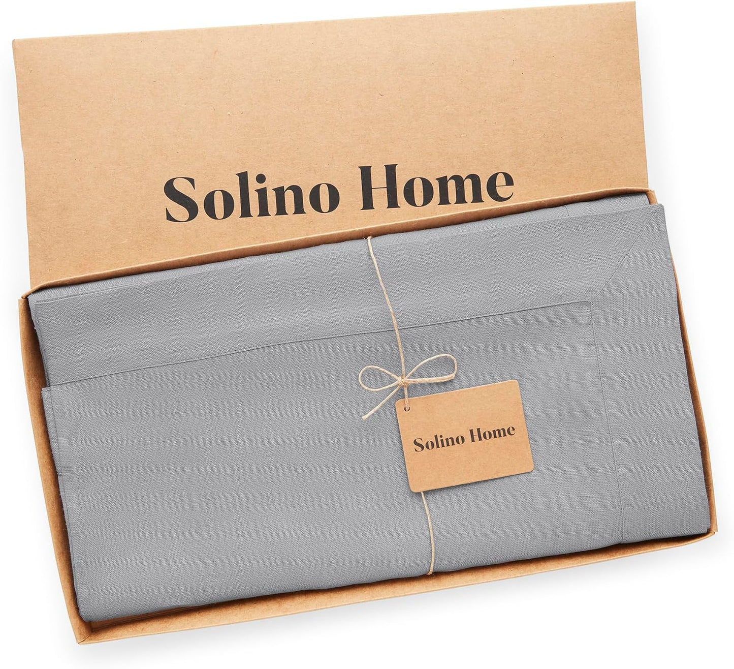 Solino Home Soft Grey Linen Tablecloth 60 x 108 Inch - 100% Pure Linen Table Cloth for Rectangle Tables - Fete, Machine Washable Tablecloth for Fall, Autumn, Thanksgiving, Christmas