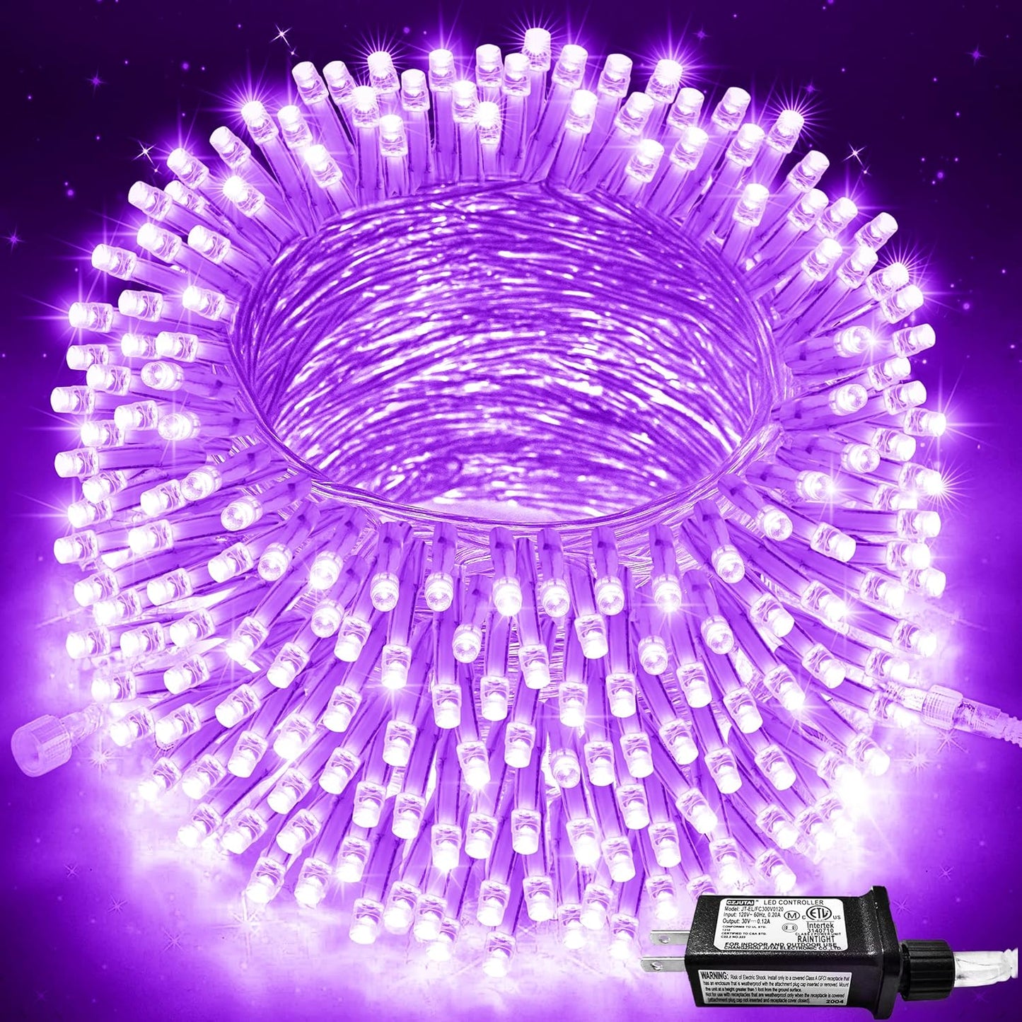JMEXSUSS 91.5ft 250 LED Purple String Lights Indoor, Connectable 8 Modes Purple Christmas Lights Outdoor Waterproof, Plug-in Clear Wire Fairy String Light for Christmas Bedroom Party Tree Decorations