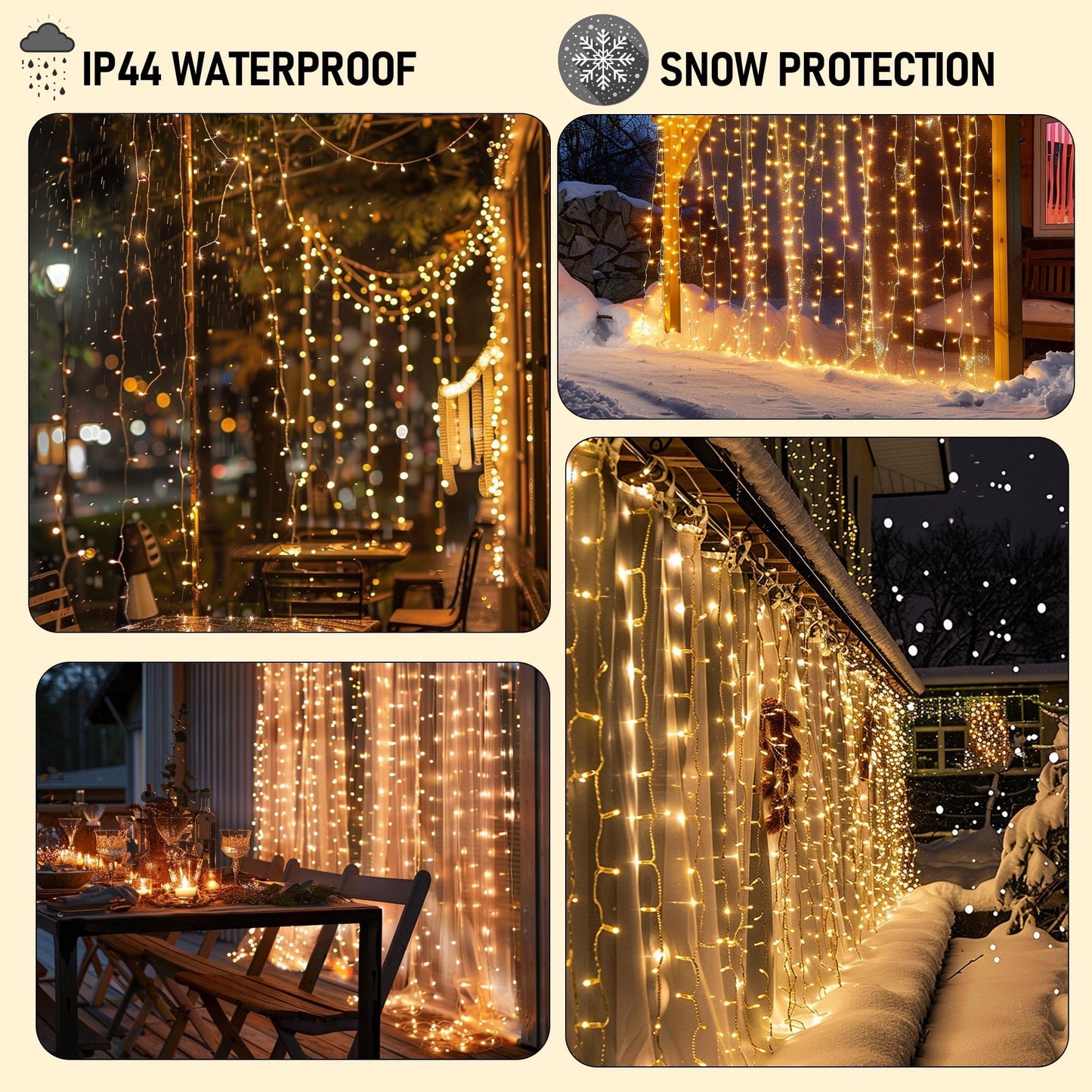 Dazzle Bright 300 LED Curtain Lights, Plug in Fairy Curtain Lights for Bedroom, Christmas Hanging