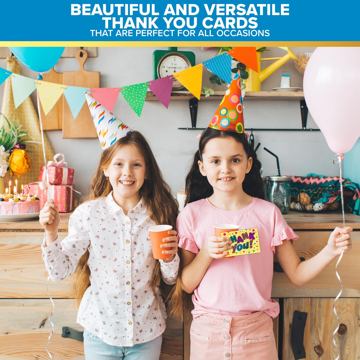 Decorably 24 Pack 6x4in Kids Thank You Cards for Boys & Girls