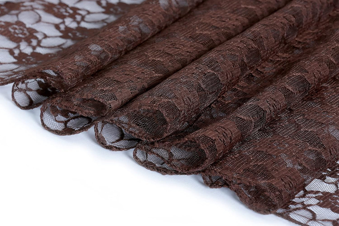 MDS Pack of 20 Wedding 12 x 108 inches Lace Table Runner for Wedding, Decorations for Birthday Parties, Banquets, Graduations, Engagements, and Runners fit Rectangle, Round Table- Coffee