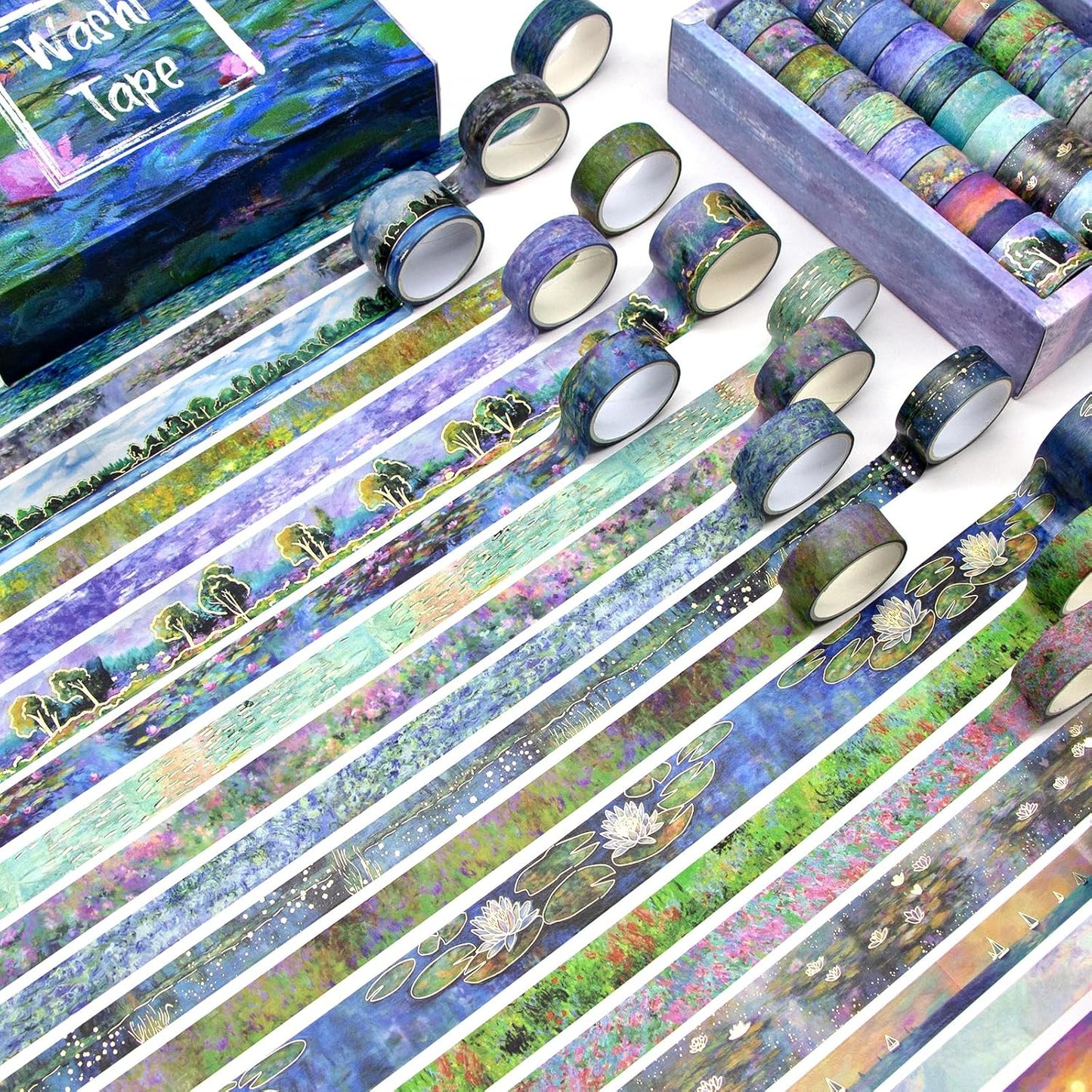 27 Rolls Monet Gold Foil Vintage Washi Tape Set - Decorative Masking Tapes for Scrapbooking, Journaling, Crafts, School Supplies