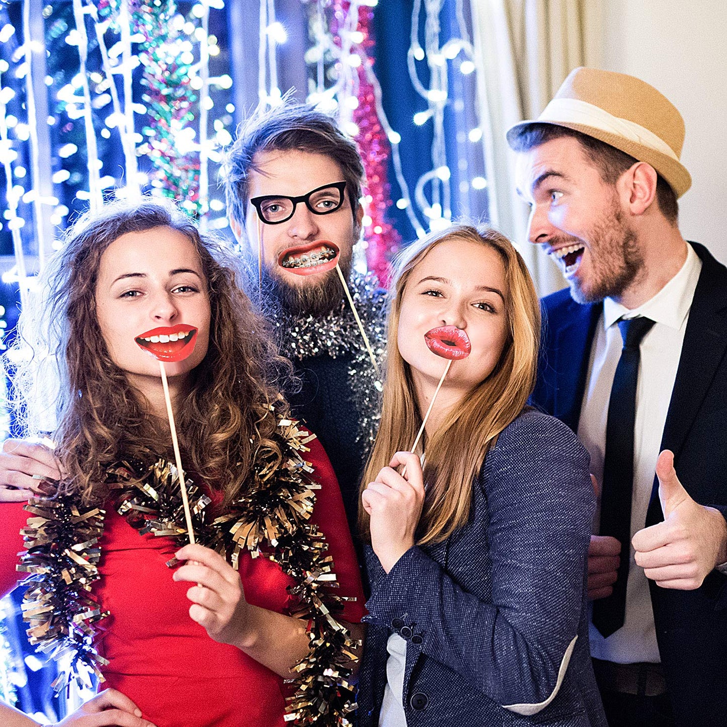 Gejoy 40 Pcs Funny Mouth Lips Photo Booth Props DIY Selfie Accessories