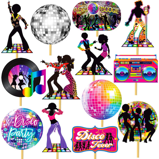 26pcs 1970s Disco Fever Party Centerpiece Sticks 70s Disco Party Decorations Retro Table Topper 80s