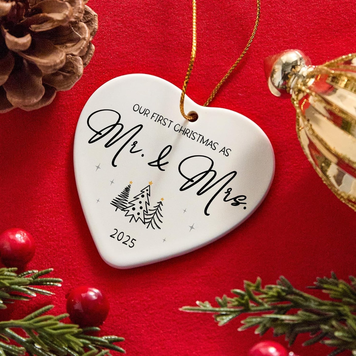 Wedding Gifts for Couples 2025,First Christmas Married Ornament 2025 Mr and Mrs Gifts,Bridal Shower Gift,Just Married Gift for Newlywed Couple Bride