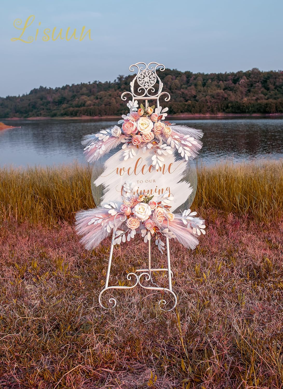 Wedding Arch Flowers, Artificial Flowers for Reception Backdrop and Welcome Ceremony Sign, Large Flower Swag for Dreamy Romantic Wedding Ceremony Floral Decor - Pack of 2