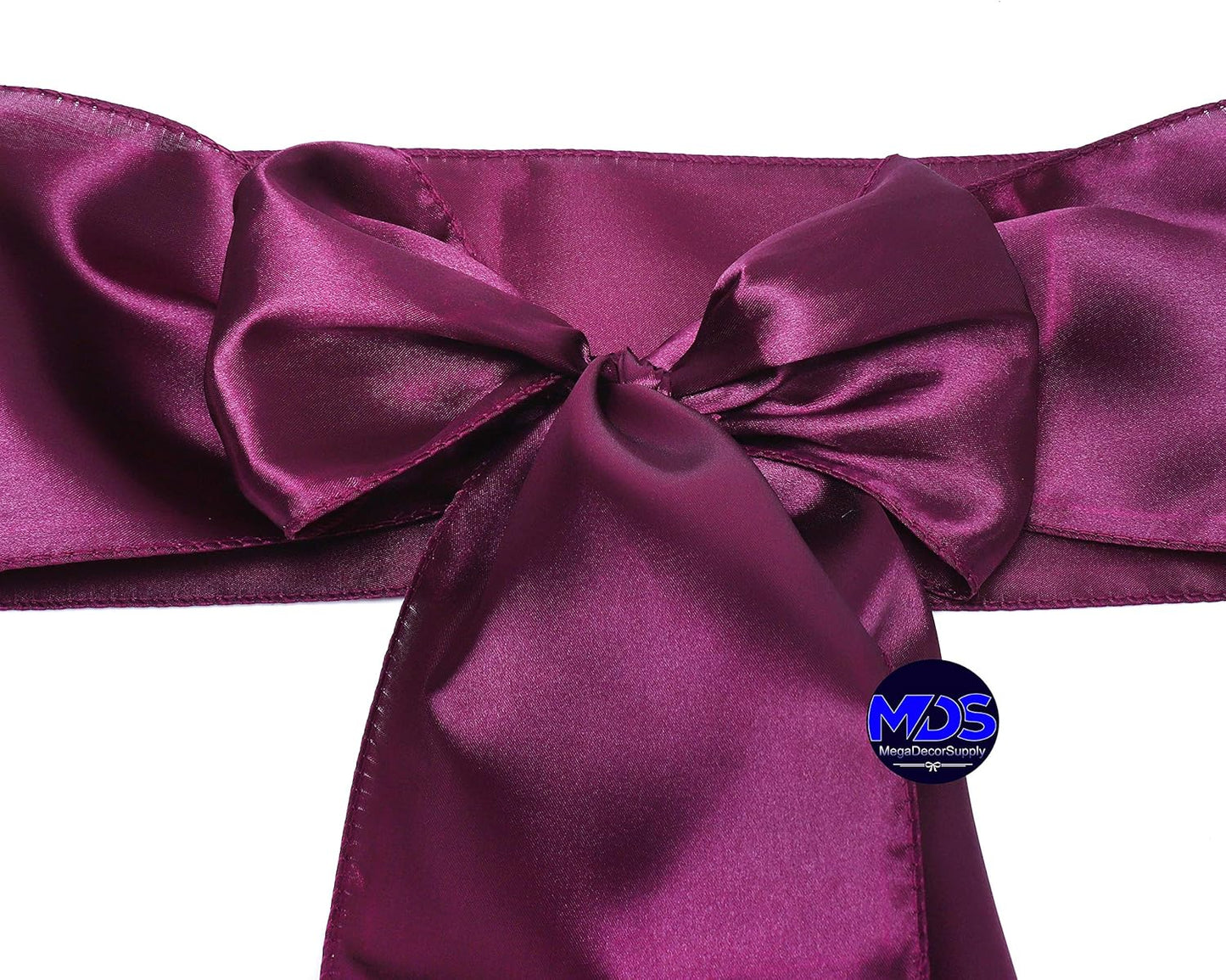 MDS Pack of 75 PCS Satin Chair Sashes Charmeuse Sateen Dining Chair Bows Ribbon Ties Back Sash for Wedding Party Birthday Home Hotel Restaurant Banquet Decoration (7 x 108 Inch, Eggplant)
