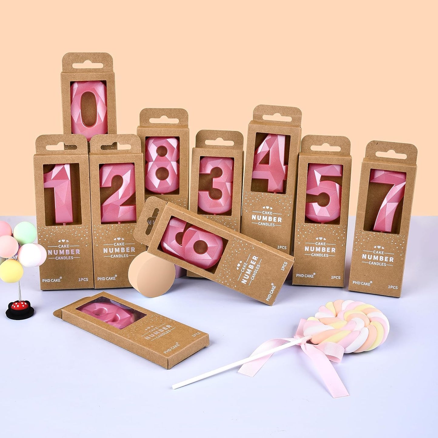 PHD CAKE 2.76 Inch Crystal Pink 7 Number Birthday Candles, Pink Number Candles, Cake Number Candles, Party Celebration