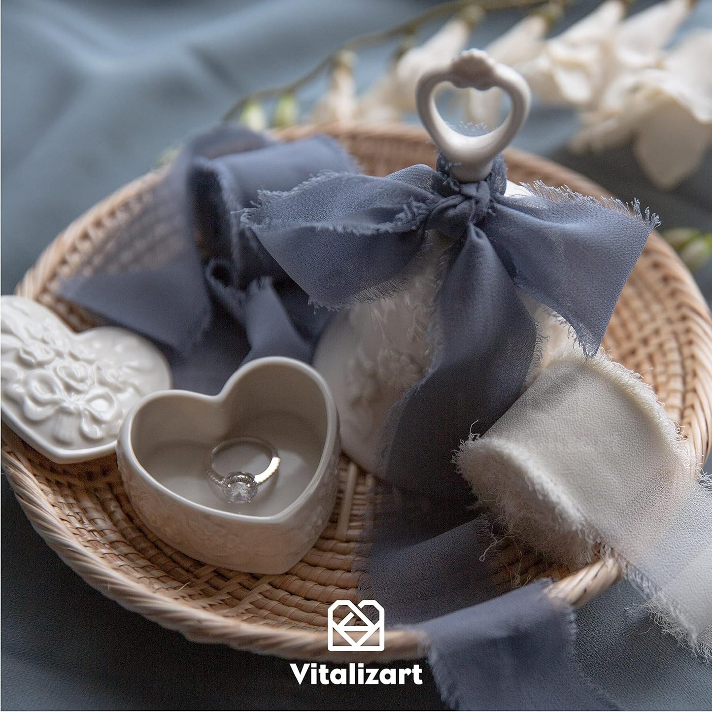 Vitalizart Pink Handmade Chiffon Silk Ribbon Fringe 1.5" x 21 Yd Blush Pink & White Frayed Edges Ribbons for Wedding Invitations Bridal Bouquets Gifts Wrapping Crafts Holiday Party Decorations