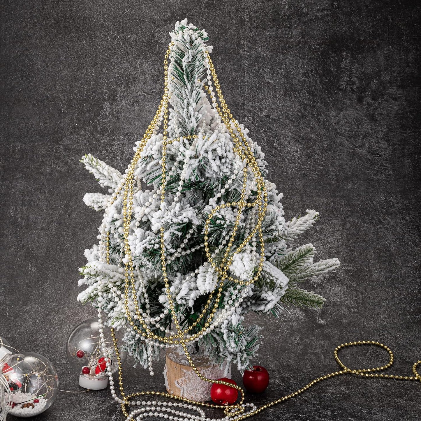 4mm Crafts Faux Pearl Beads Garland Pearl Bead Roll Strand of Pearls to Decorate Floral Centerpieces Wedding Party Favor Christmas Tree(131 Feet Ivory)