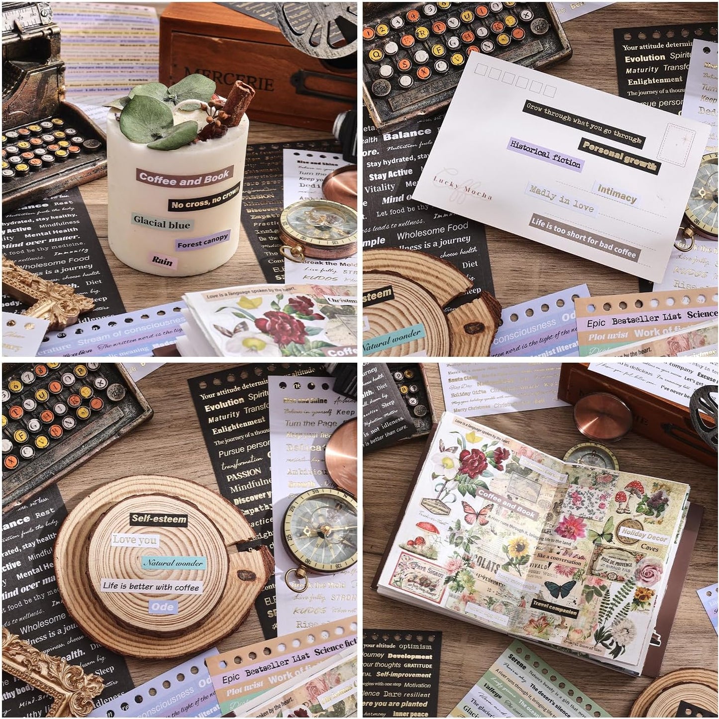 3000+ Pcs Word Stickers for Journaling, 50 Sheets Gold Foil Art Scrapbook Quote Stickers for Junk Journal, Scrapbooking Supplies Small Talk DIY Decorative Gift for Women Teen Girls