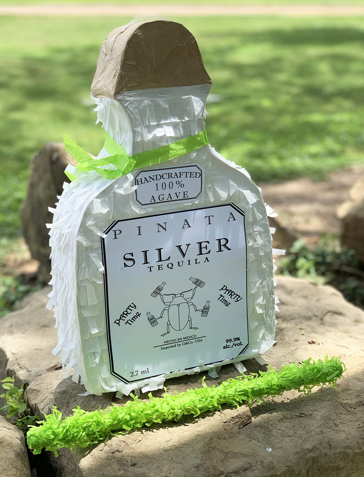 Jergrim White Tequila Bottle Piñata 4-piece set, 16x11x3 inches, Perfect for Party Decorations