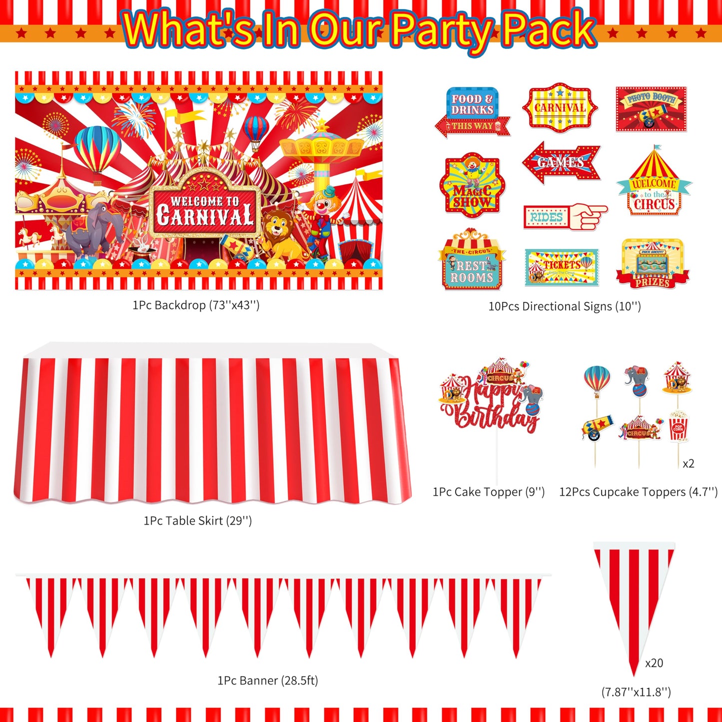 Circus Party Decorations Carnival Theme Birthday Balloon Garland Arch Kit