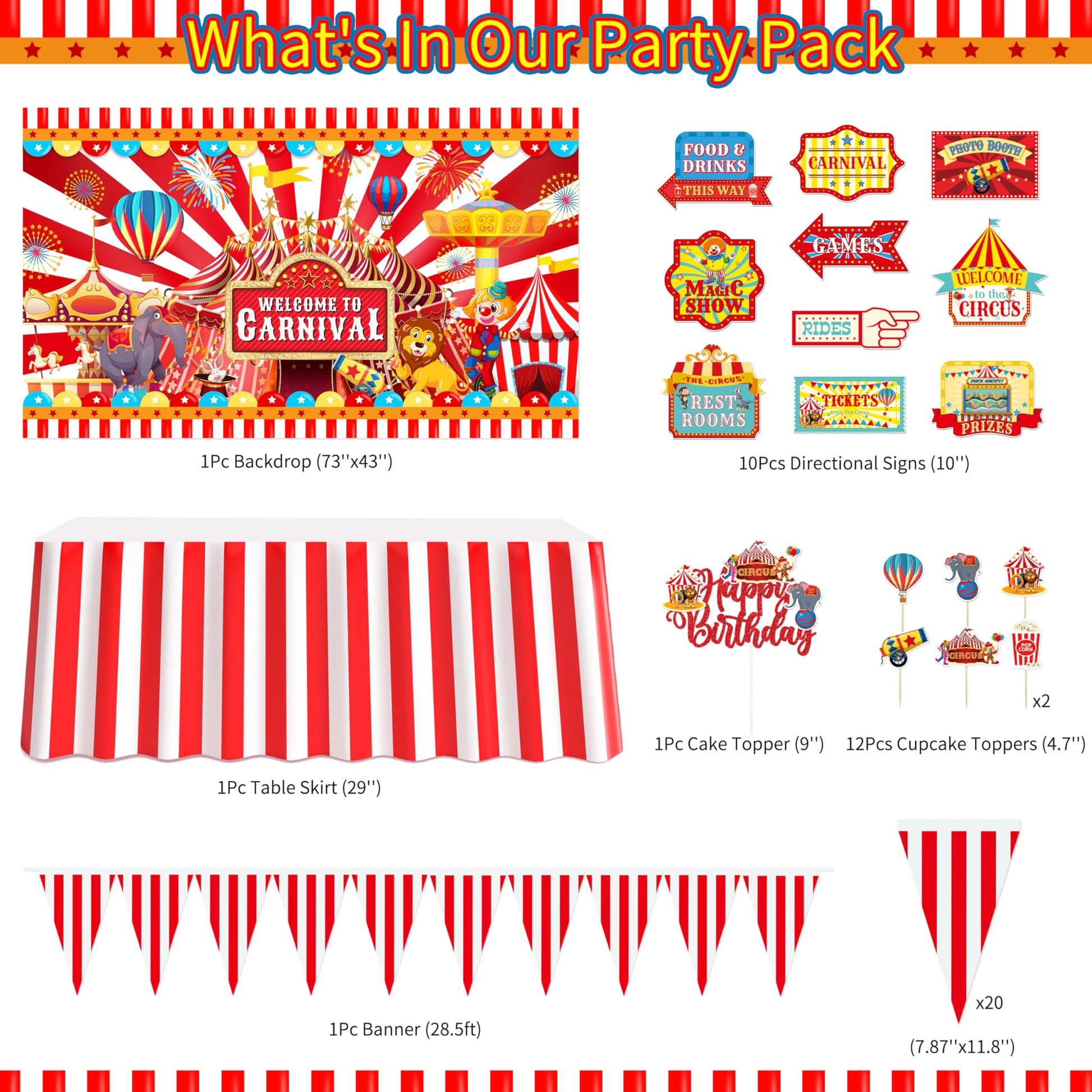 Circus Party Decorations Carnival Theme Birthday Balloon Garland Arch Kit