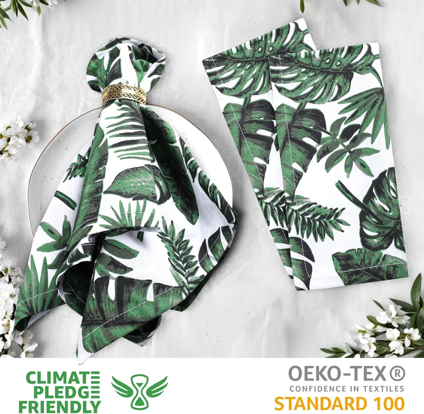 Urban Villa Cloth Napkins Tropical Print 100% Cotton Absorbent Dinner Napkins (Set of 6) Oversized 20x20 Inches Soft Durable Reusable Washable Ideal for Everyday Use Wedding Parties Premium Quality