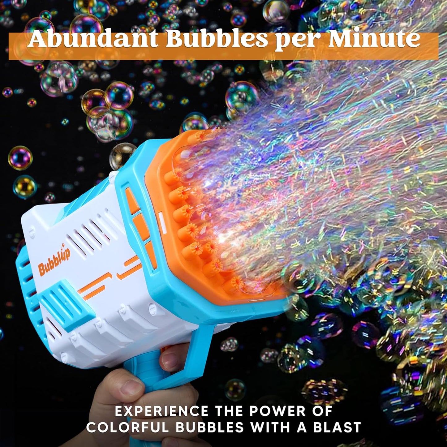 Sloosh Bubble Machine Guns, 69 Holes Bubble Gun Blaster Blower for Kids Adults, Colored Lights Bazooka Rocket Shape with Solution Outdoor, Summer Toys, Gifts, Party Favors, Wedding, Birthday, Easter
