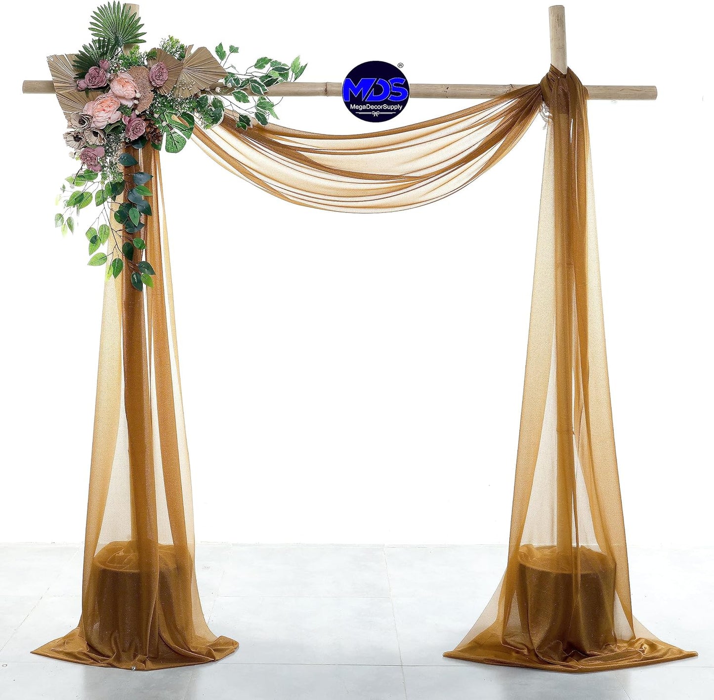 MDS Halloween Chiffon Draping Fabric - 2 Panel, 30" Wide x 100ft Long - Sheer Spooky Arbor & Canopy Drapery for Haunted House Backdrops, Party Ceilings, DIY Costumes & Themed Events - Mocha