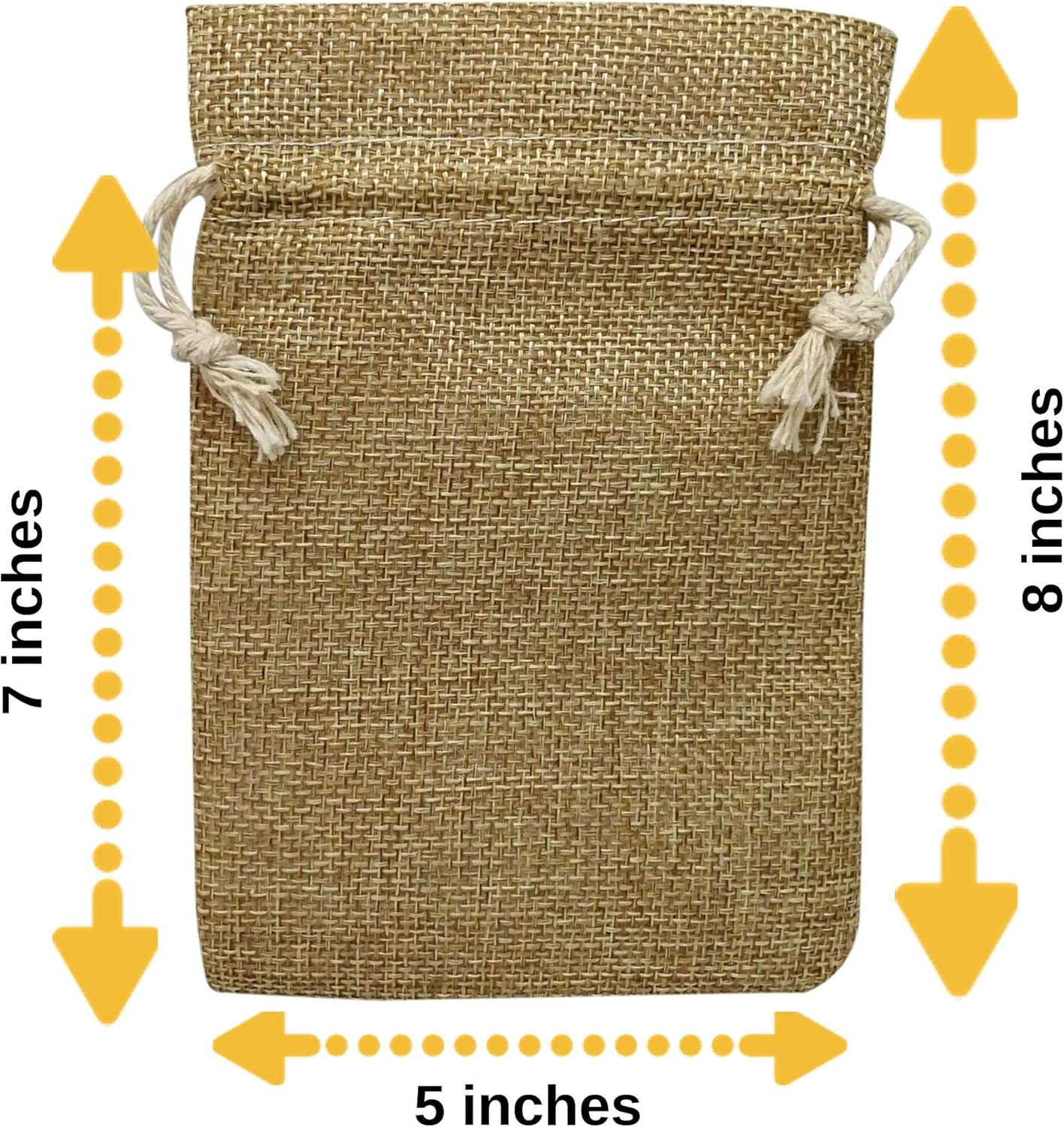 50 Burlap Bags with Drawstring, 5x8 Inch (5x7 Internal) Gift Bag Bulk Pack for Wedding and Birthday Party Favors, Jewelry and Treat Pouches, Advent, Christmas & Holiday Gift Wrap (Brown)