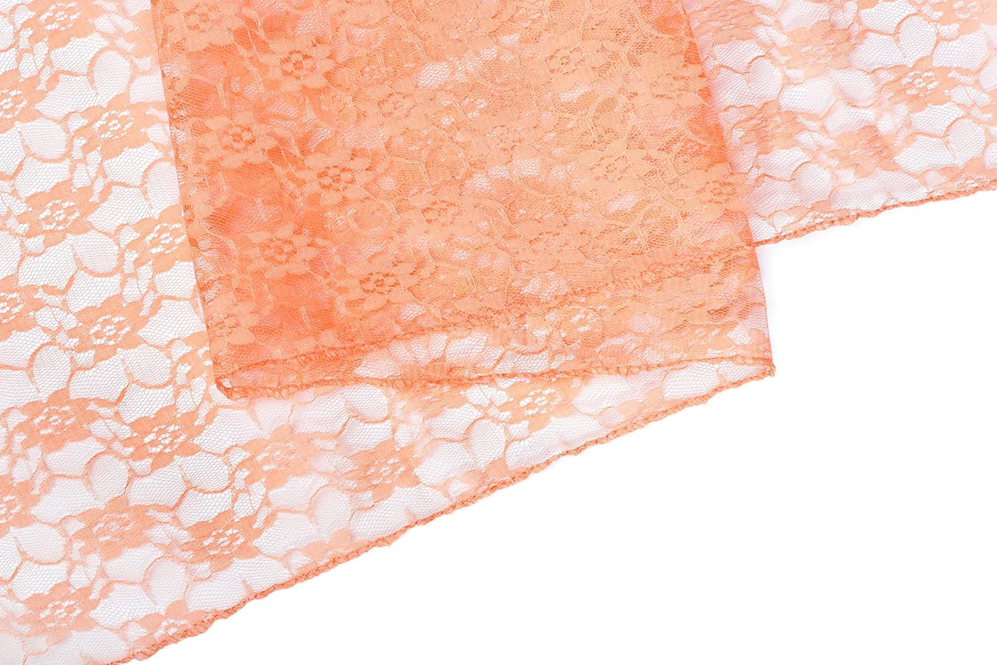 MDS Pack of 10 Wedding 12 x 108 inches Lace Table Runner for Wedding, Decorations for Birthday Parties, Banquets, Graduations, Engagements, and Runners fit Rectangle, Round Table- Peach