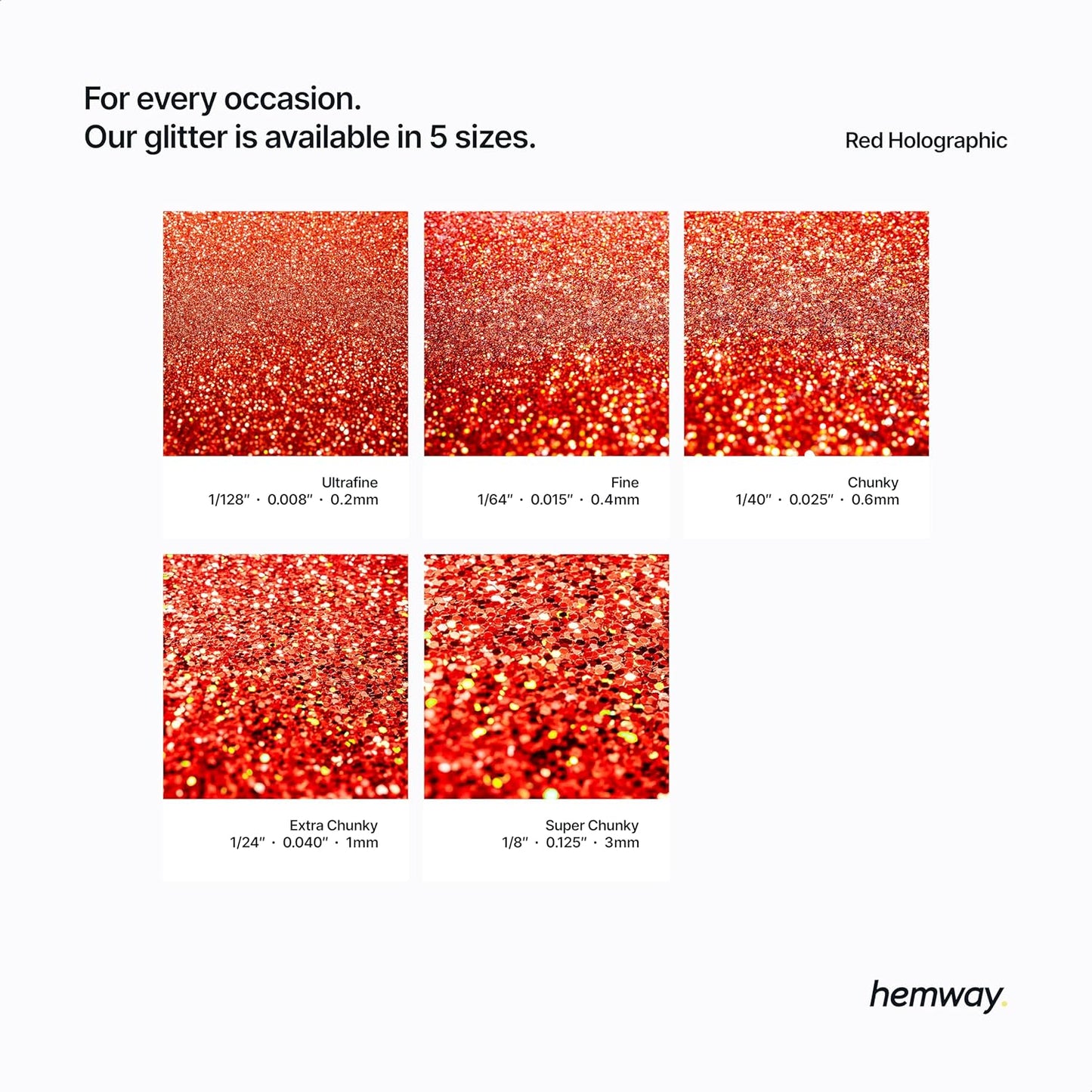 Hemway Eco Friendly Biodegradable Glitter 100g / 3.5oz Bio Cosmetic Safe Sparkle Vegan for Face, Eyeshadow, Body, Hair, Nail and Festival Makeup - Ultrafine (1/128" 0.008" 0.2mm) - Red Holographic